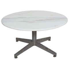 Used  1960s Style of Knoll Round Marble Coffee Table Aluminum Star Base