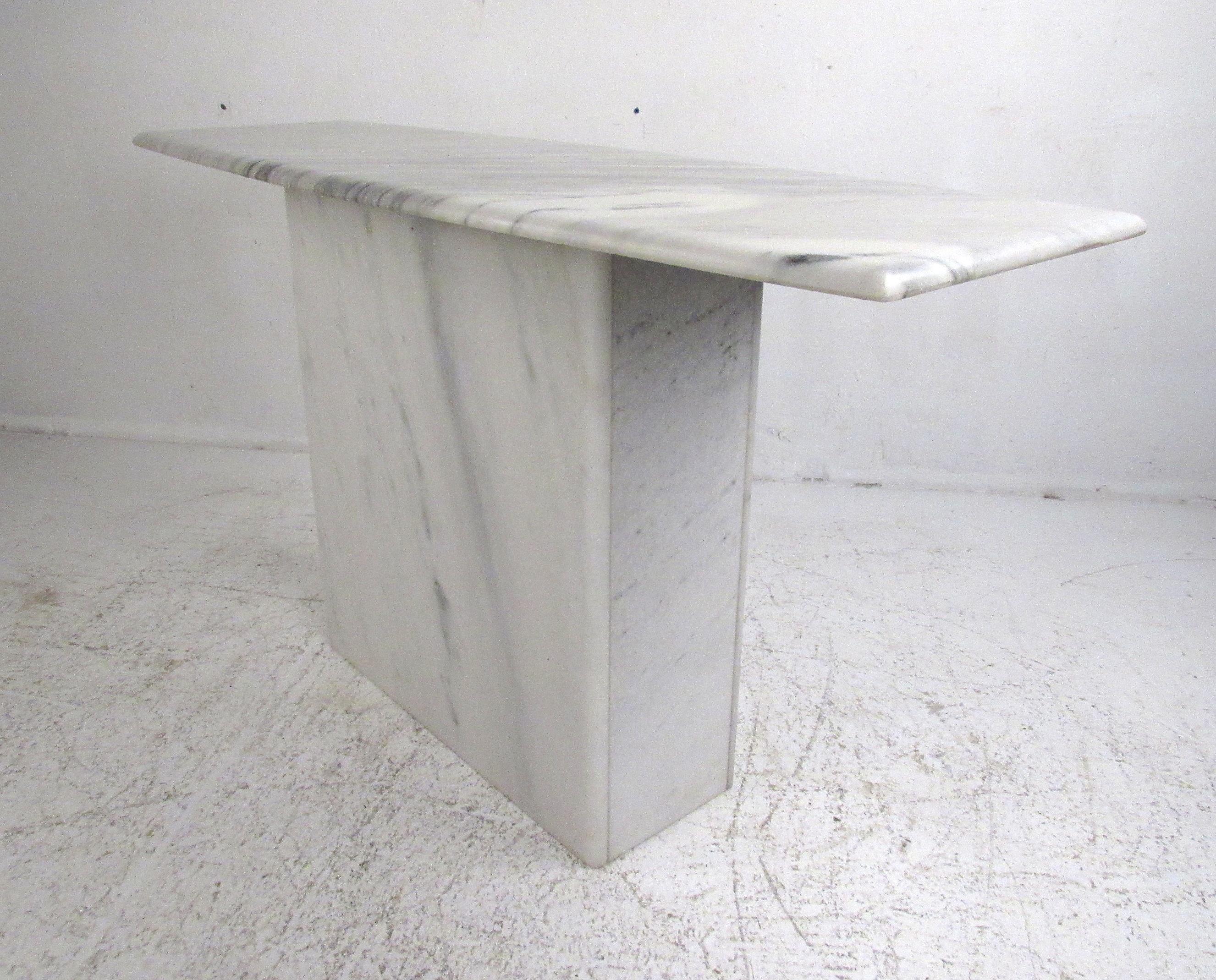 white marble console table
