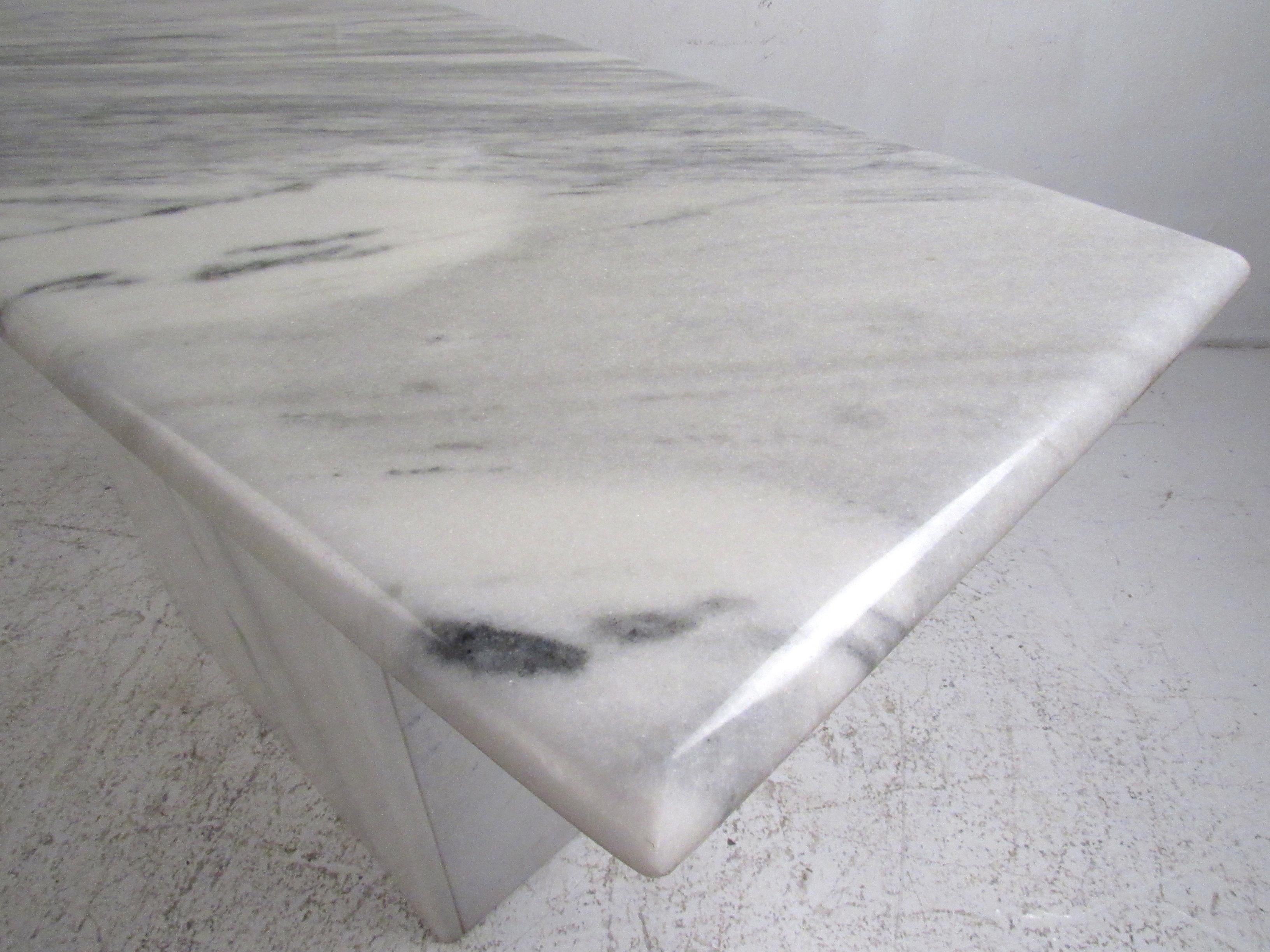 North American Mid-Century Modern Marble Console Table For Sale