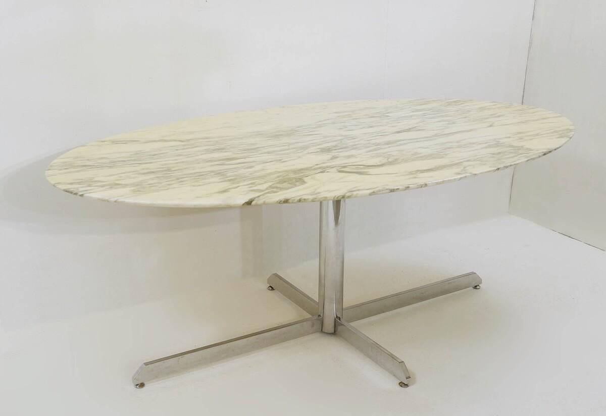 French Mid-Century Modern Marble Dining Table by Florence Knoll, Roche Bobois, 1960s