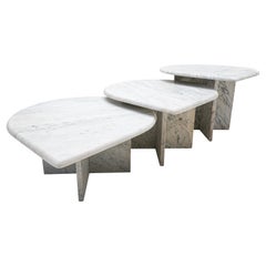 Vintage Mid-Century Modern Marble Nesting Table Attributed to Ronald Schmitt, 1980s