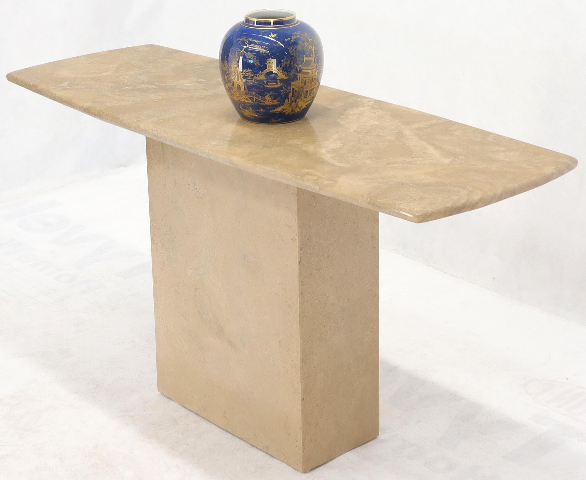 Mid-Century Modern Marble or Travertine Single Pedestal Console For Sale 1