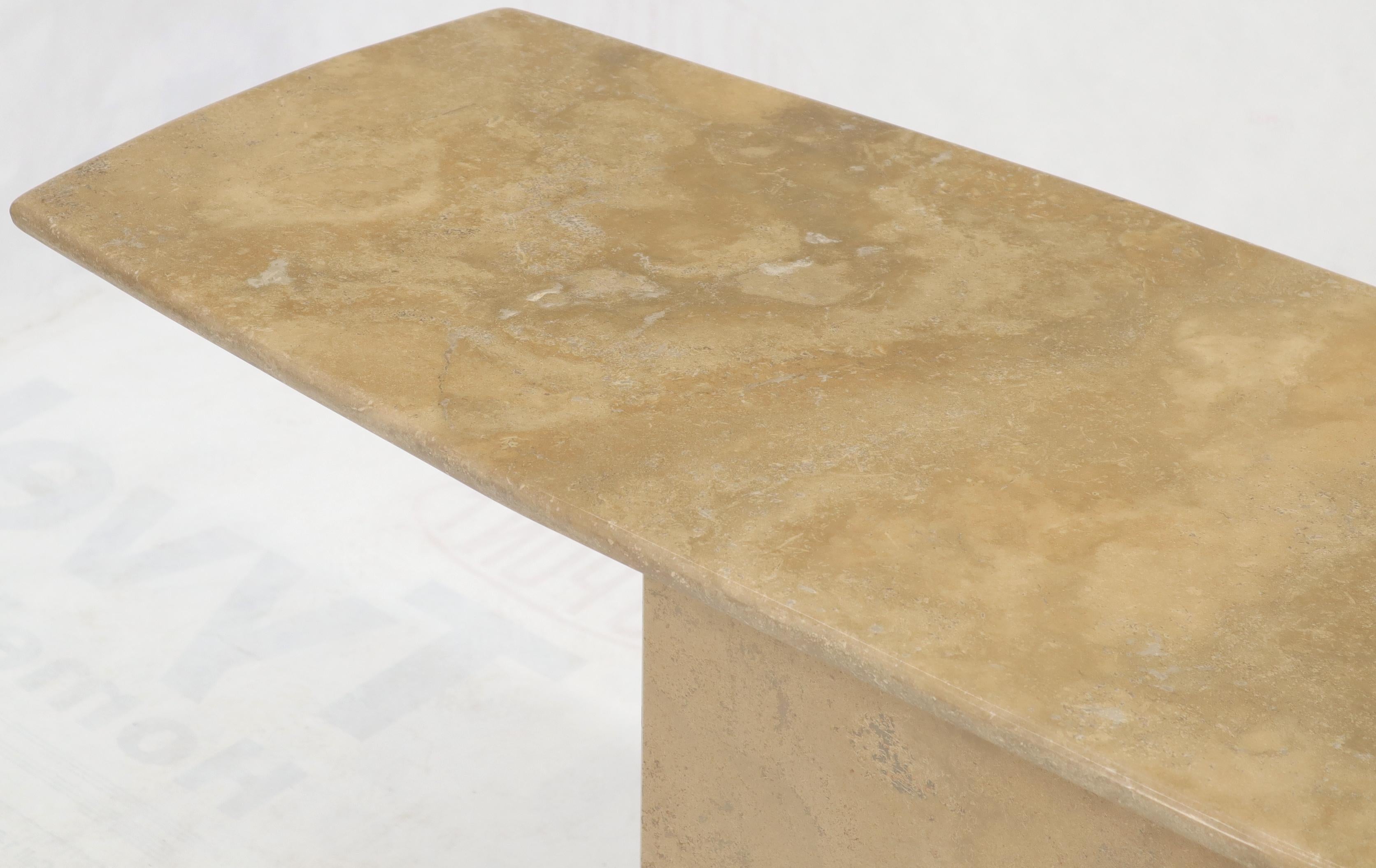 Polished Mid-Century Modern Marble or Travertine Single Pedestal Console For Sale