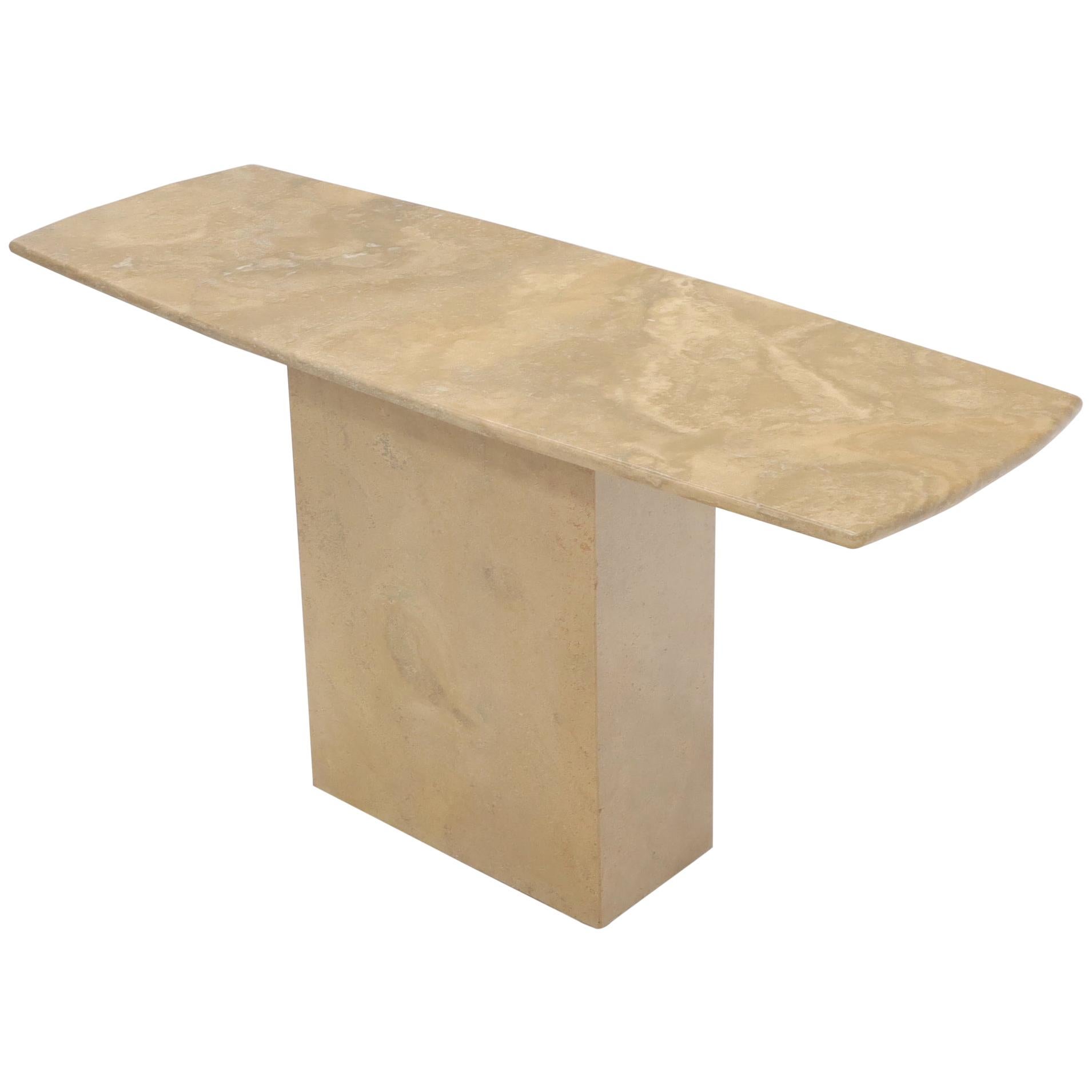 Consolle a piedistallo singolo in marmo o travertino in stile Mid-Century Modern