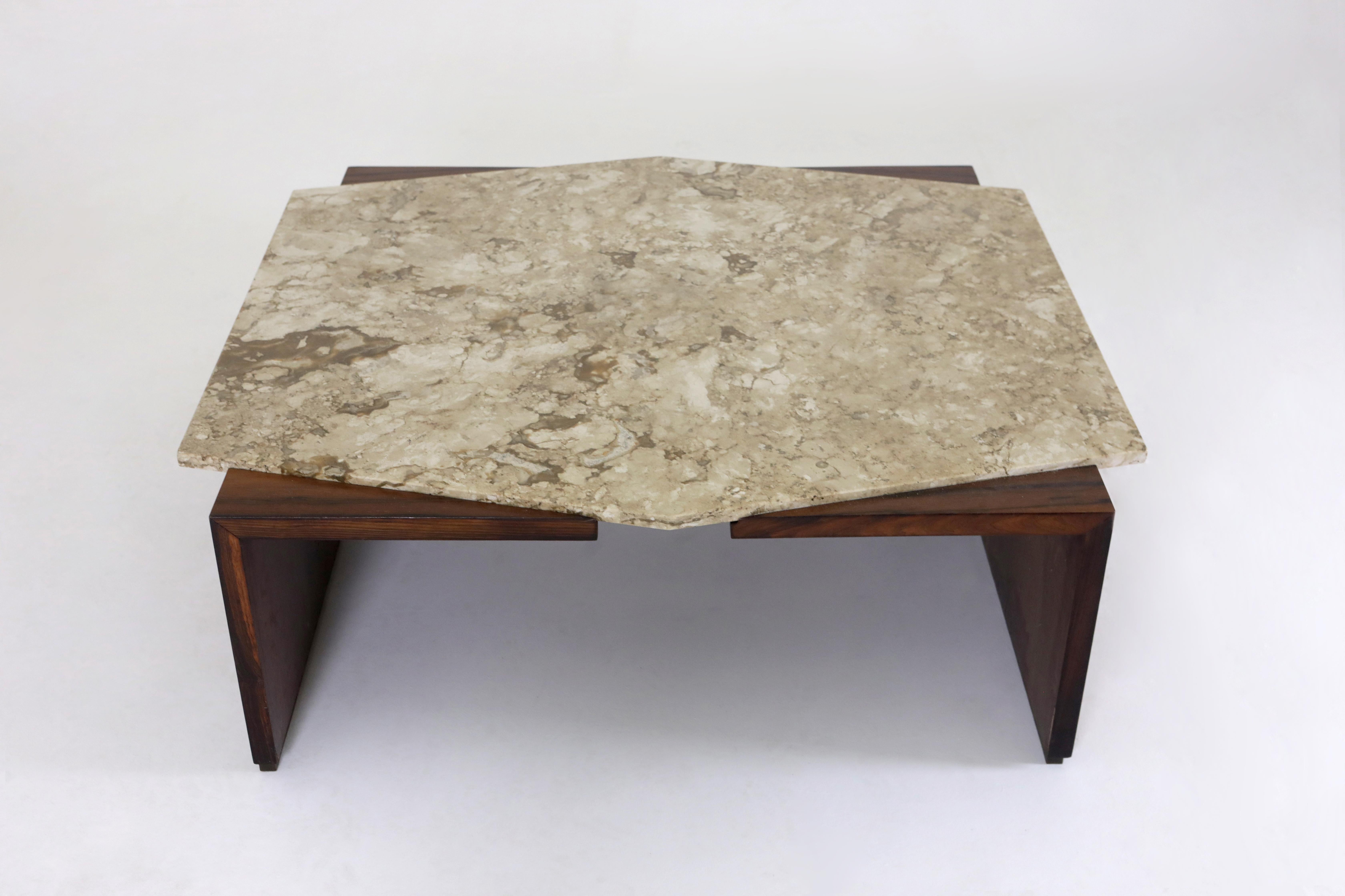 Brazilian Mid-Century Modern Marble Top Center Table by Forma Manufacture, Brazil, 1950s