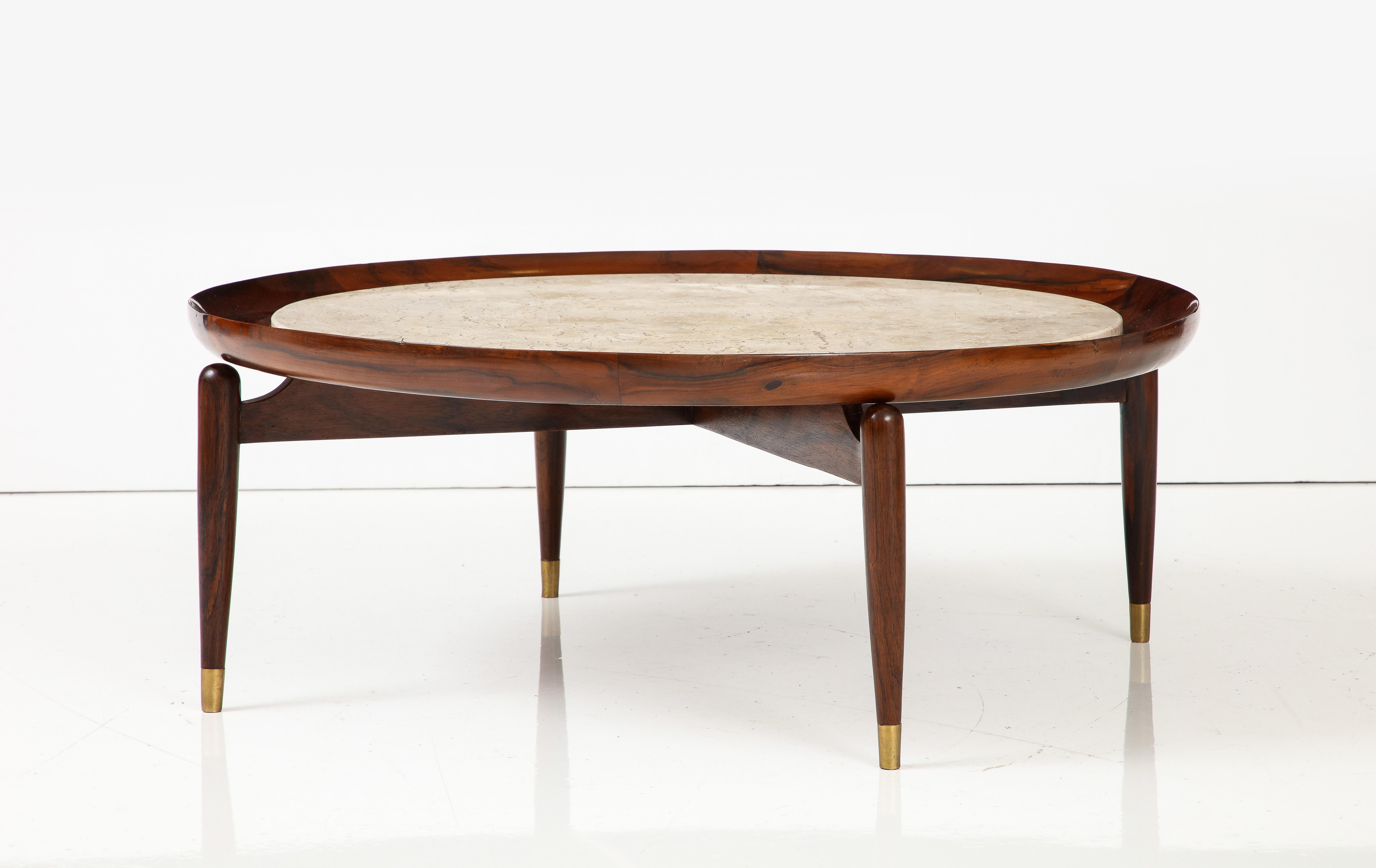 Mid-20th Century Mid-Century Modern Marble Top Center Table by Giuseppe Scapinelli, Brazil, 1950s