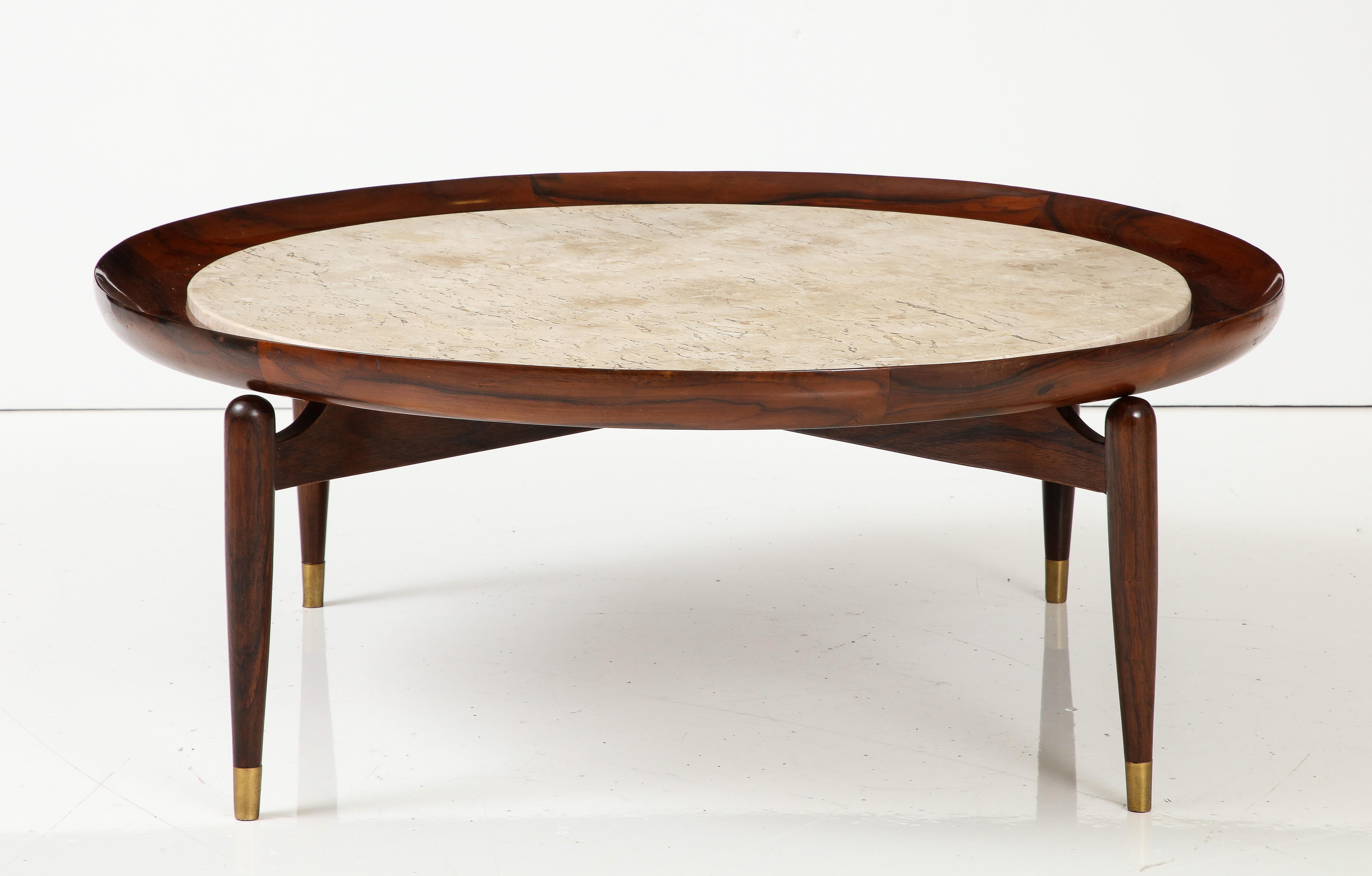 Mid-Century Modern Marble Top Center Table by Giuseppe Scapinelli, Brazil, 1950s In Good Condition In Deerfield Beach, FL