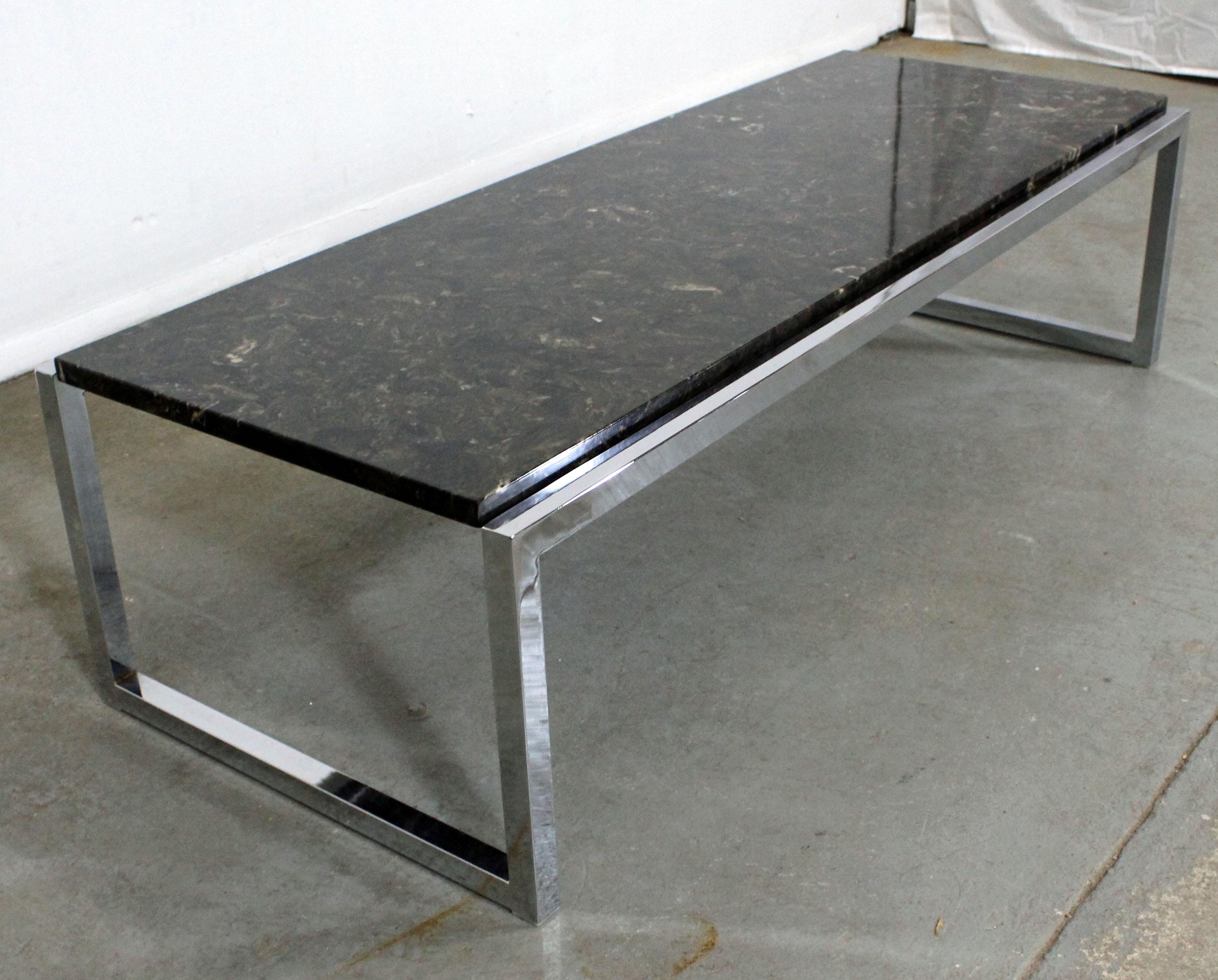 Unknown Mid-Century Modern Marble-Top Chrome Coffee Table