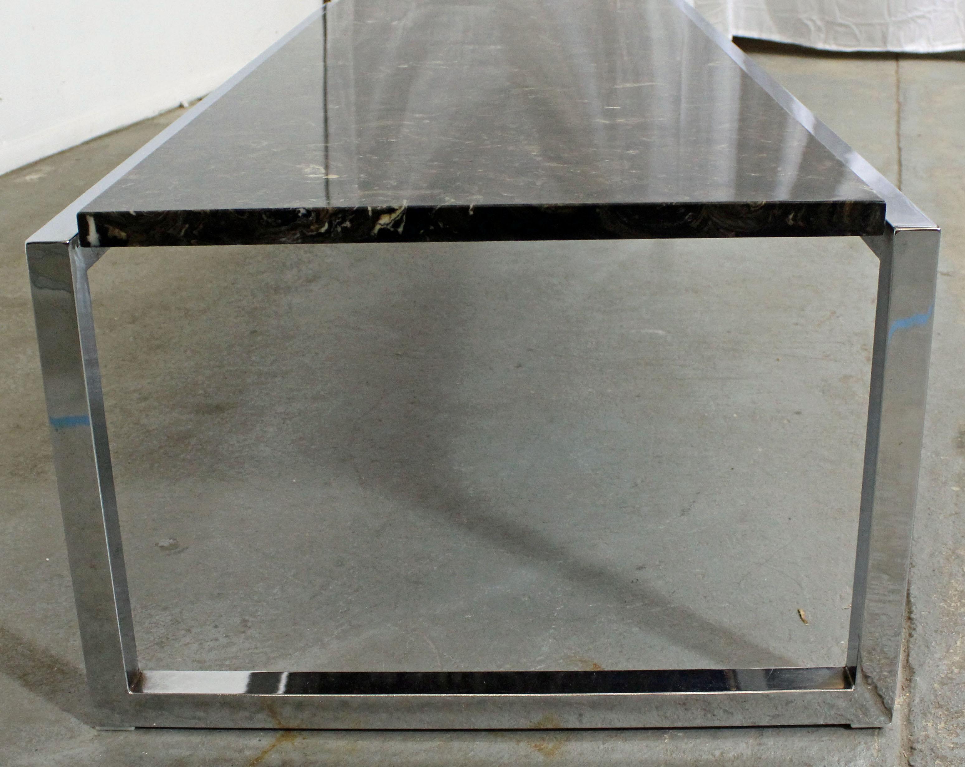 Late 20th Century Mid-Century Modern Marble-Top Chrome Coffee Table