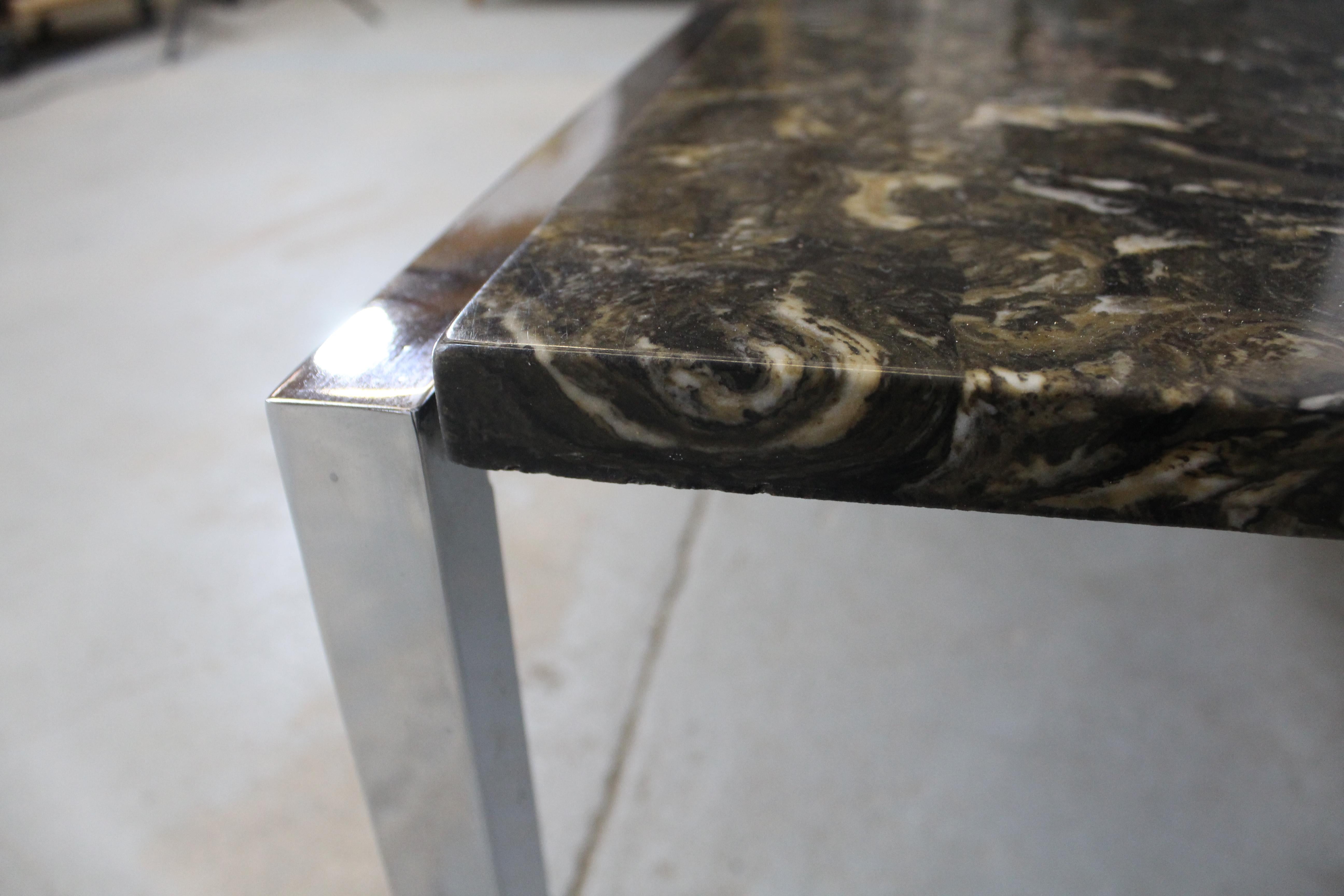 Mid-Century Modern Marble-Top Chrome Coffee Table 3