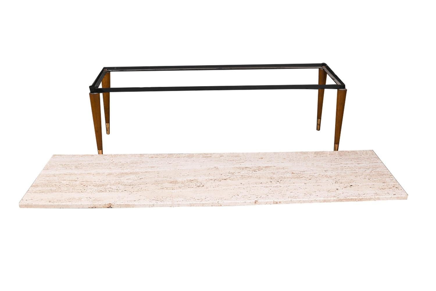 Mid Century Modern Marble Top Coffee Table Bench  3
