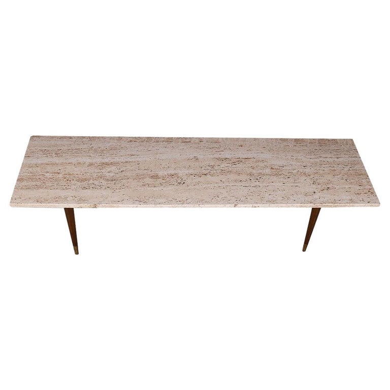 Mid Century Modern Marble Top Coffee Table Bench For Sale at 1stDibs