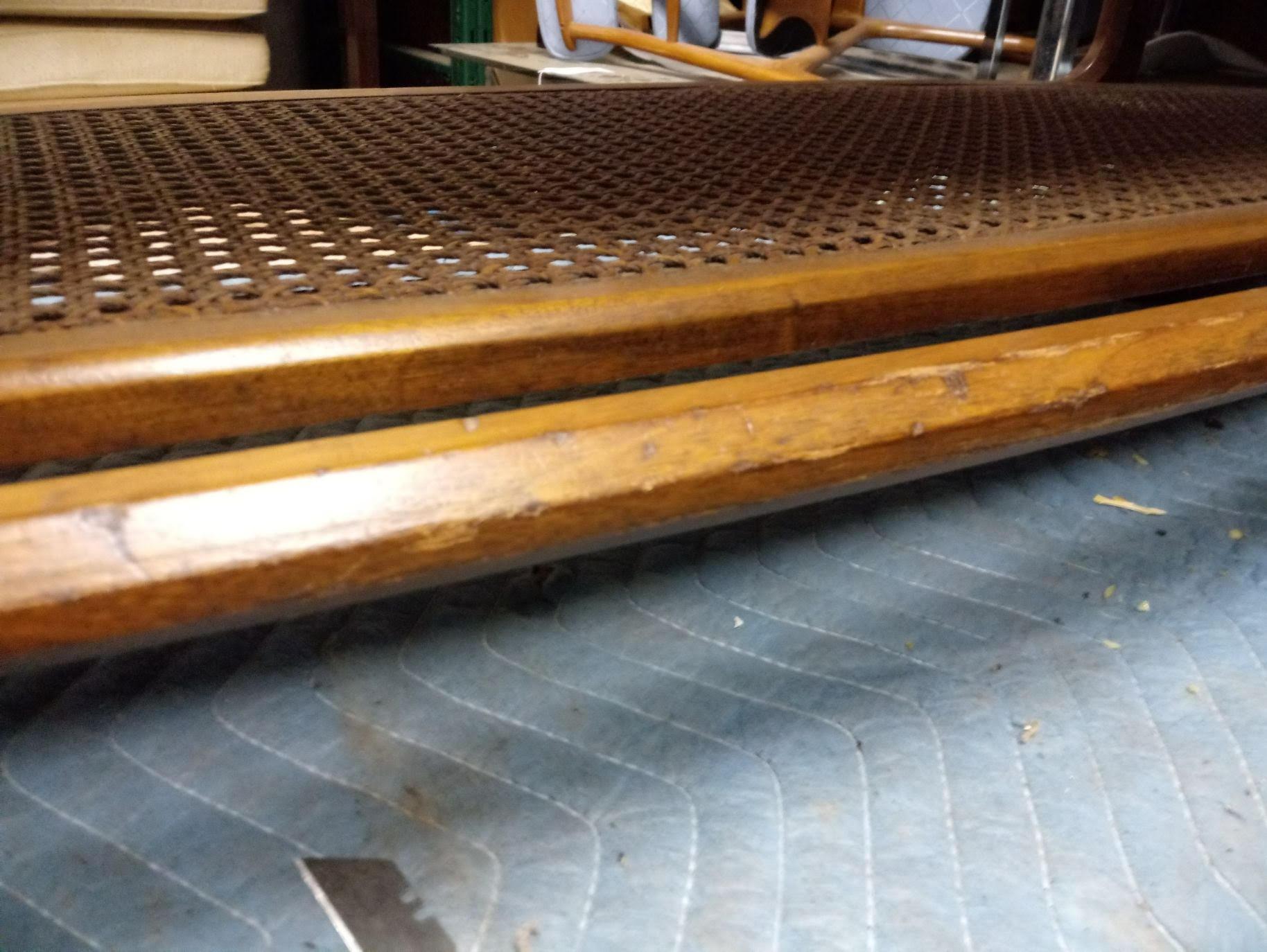 Mid-Century Modern Marble-Top Coffee Table with Cane Shelf 3