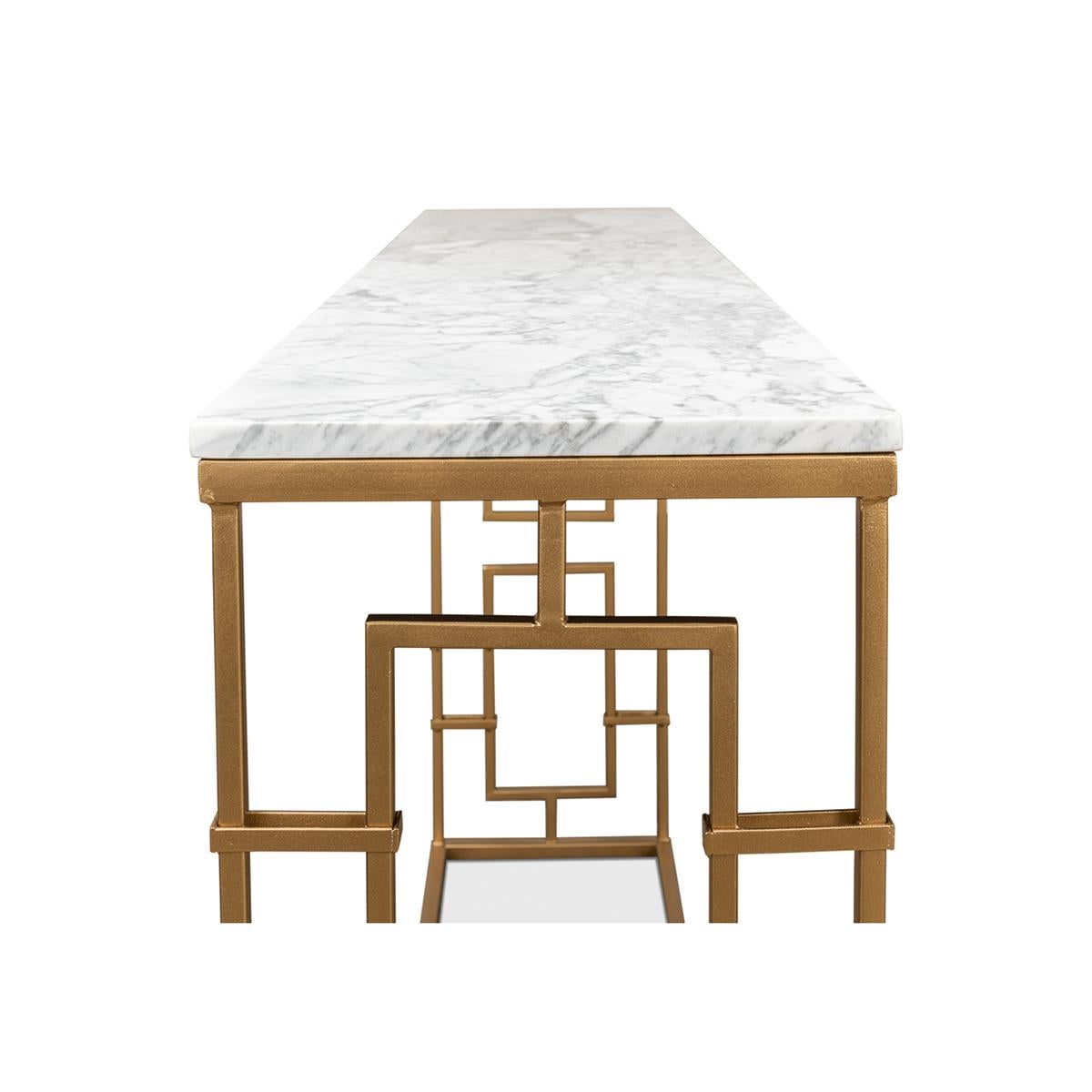 Contemporary Mid-Century Modern Marble Top Console For Sale