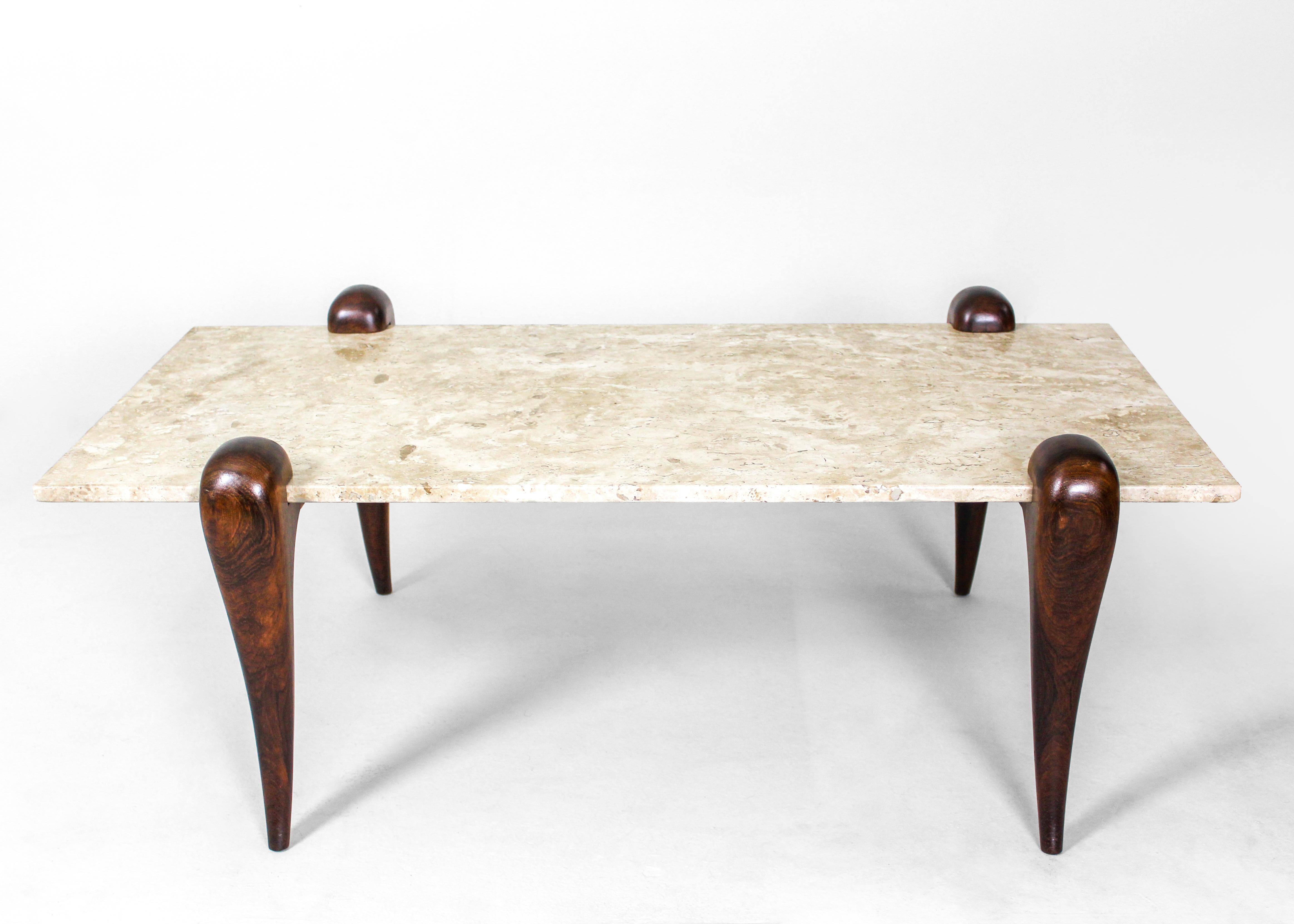 Mid-Century Modern Marble Top Center Table, Brazil, 1950s In Good Condition For Sale In Deerfield Beach, FL