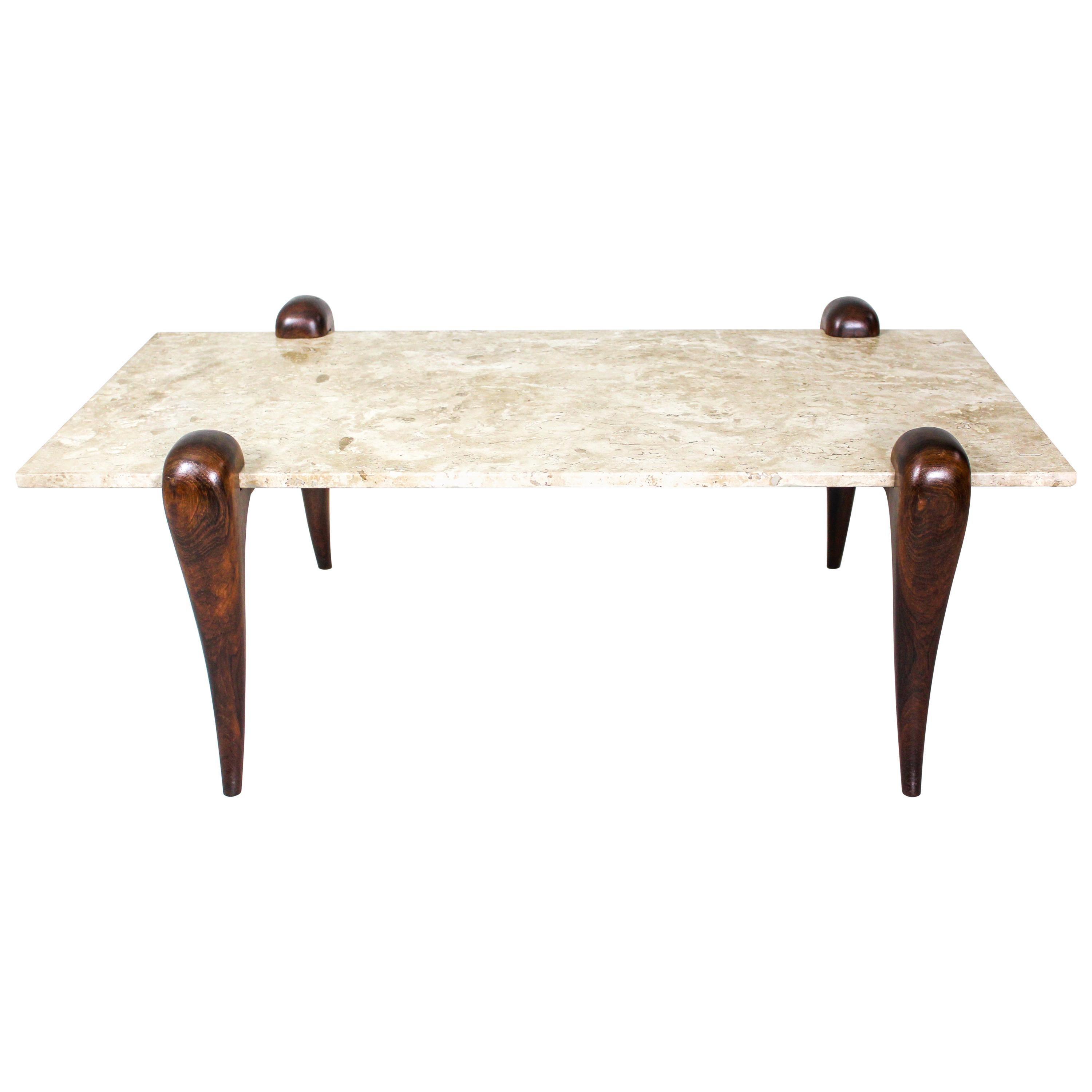 Mid-Century Modern Marble Top Center Table, Brazil, 1950s For Sale