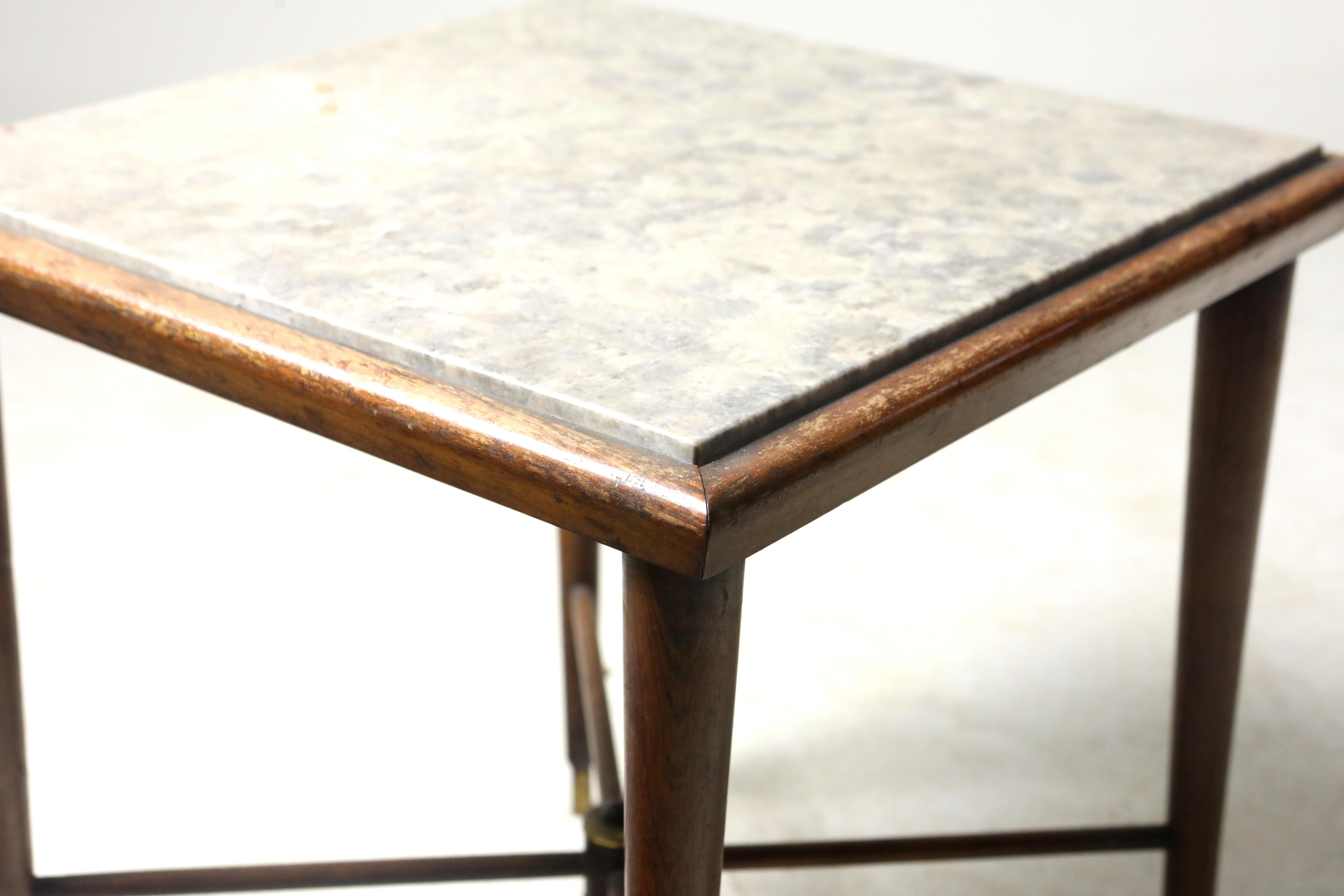 Mid-Century Modern Marble-Top Side Table by Giuseppe Scapinelli, Brazil, 1950s In Good Condition In Deerfield Beach, FL