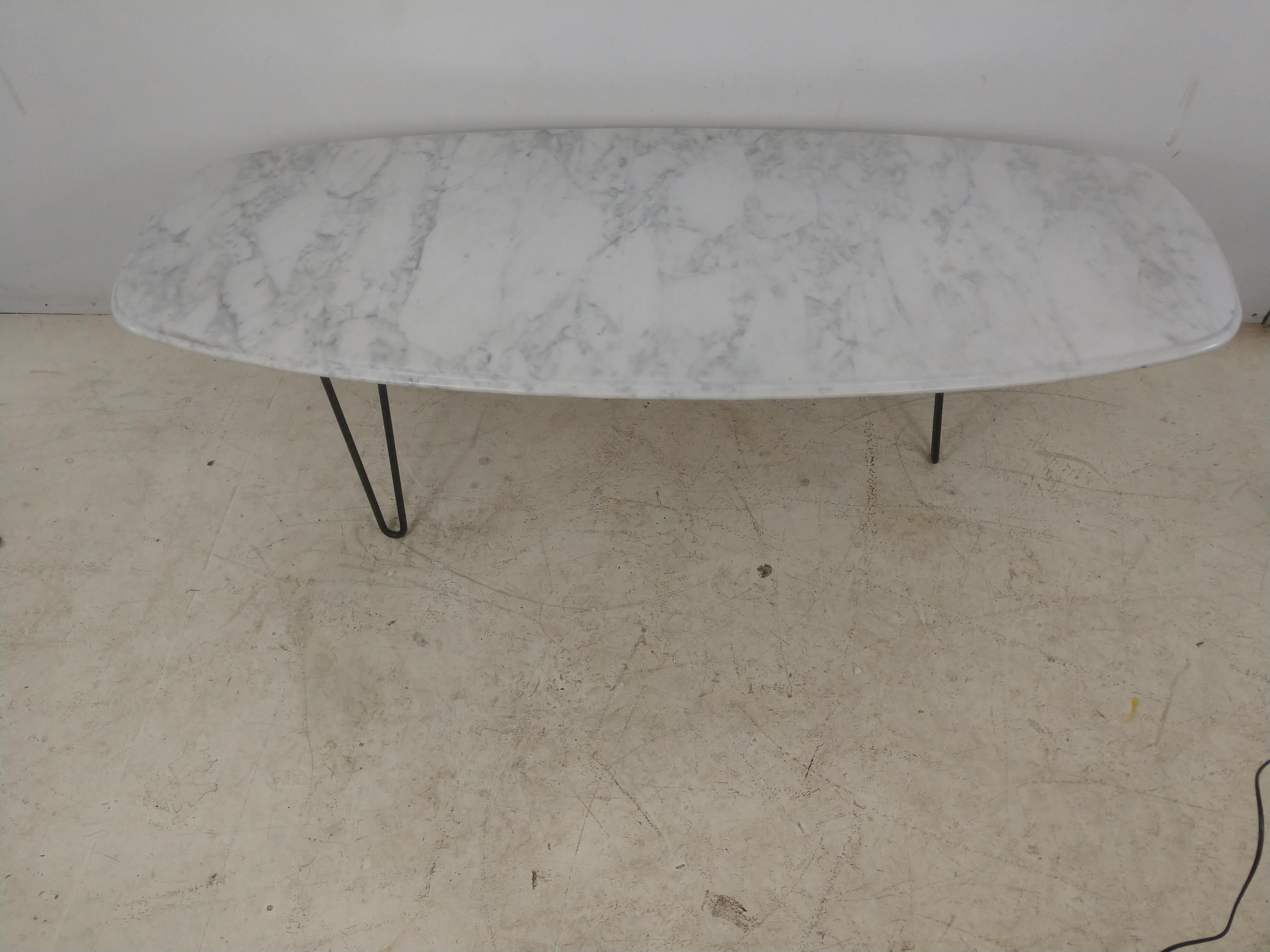 Mid-20th Century Mid-Century Modern Marble-Top Surfboard Style Cocktail Table