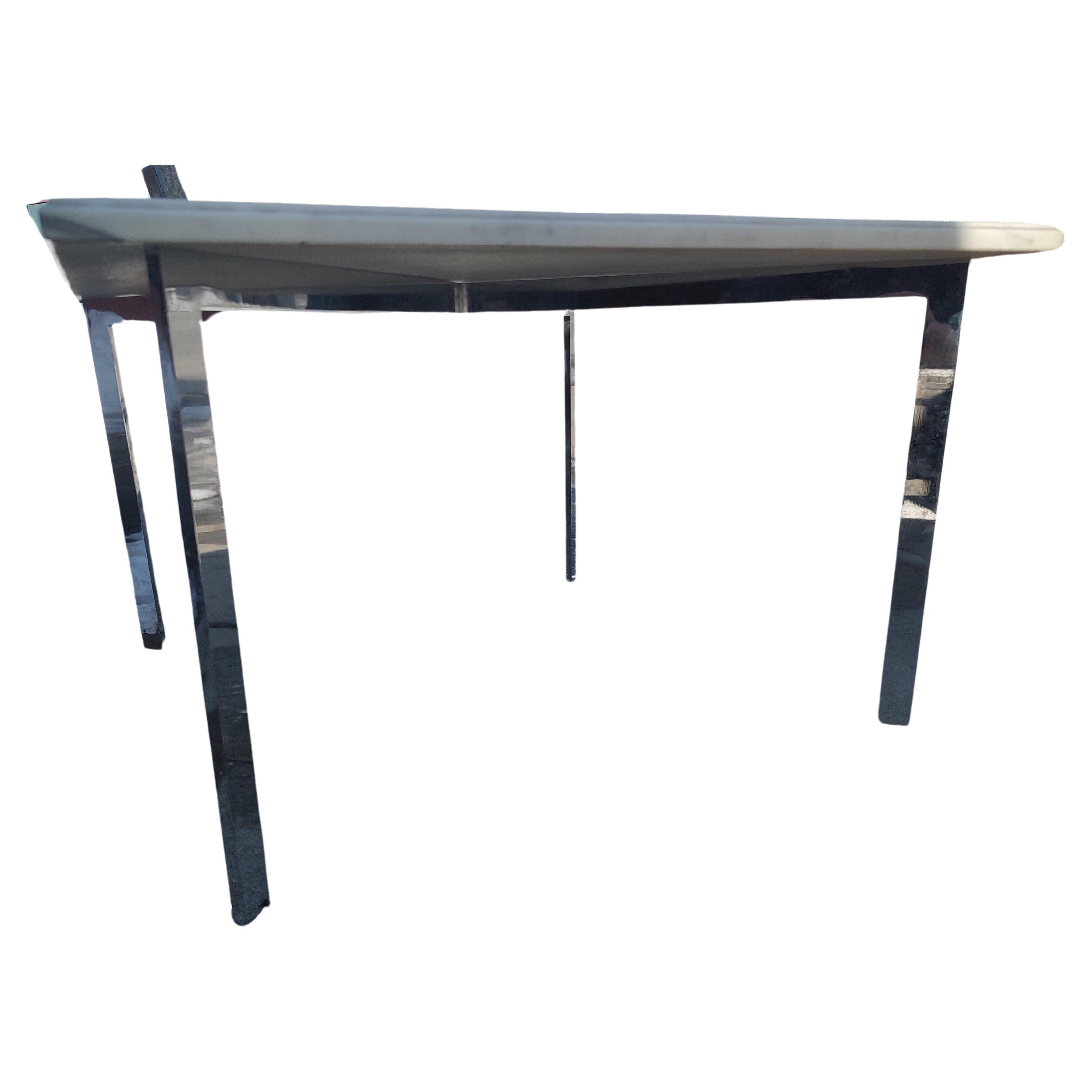 American Mid Century Modern Marble Top Table With Ludwig Mies van der Rohe X Base C1965 For Sale