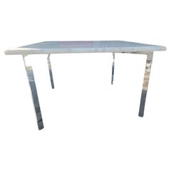 Retro Mid Century Modern Marble Top Table With Ludwig Mies van der Rohe X Base C1965