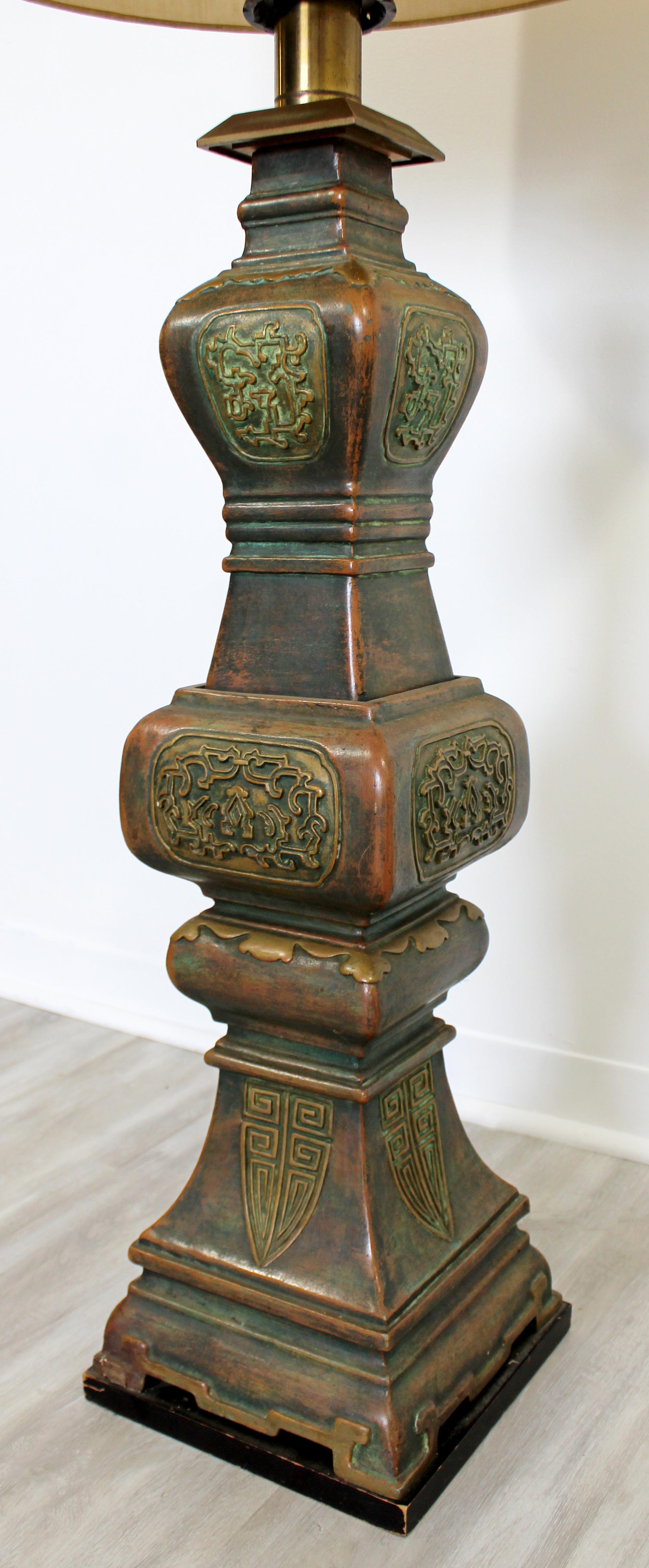 Mid-Century Modern Marbro Bronze Ceramic Asian Style Floor Lamp, 1950s, Italy In Good Condition In Keego Harbor, MI