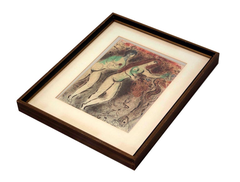 Mid-20th Century Mid-Century Modern Marc Chagall Adam & Eve and the Forbidden Fruit Lithograph 19 For Sale