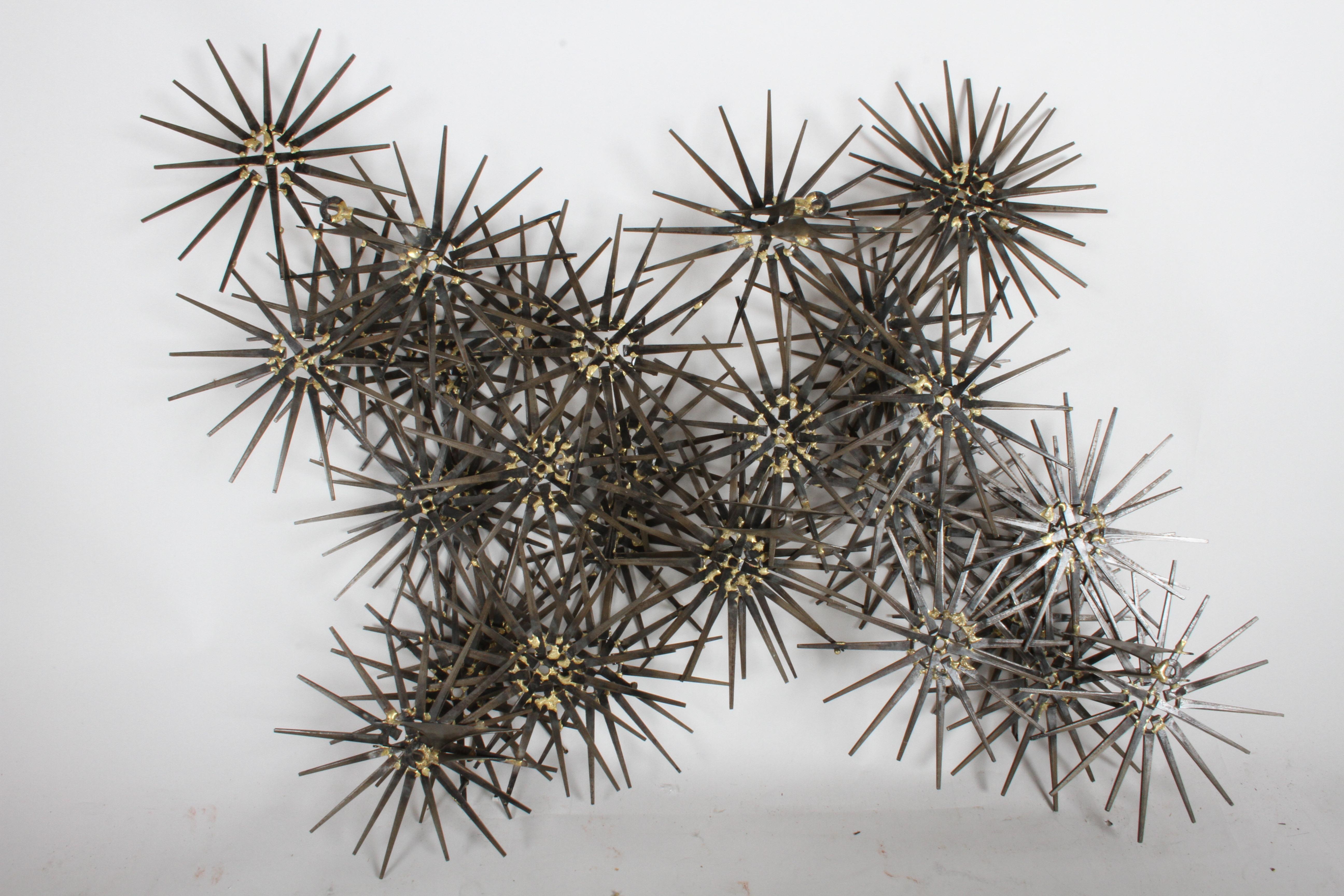 Mid-Century Modern Marc Weinstein Cluster of Stars Brutalist Nail Wall Sculpture 3