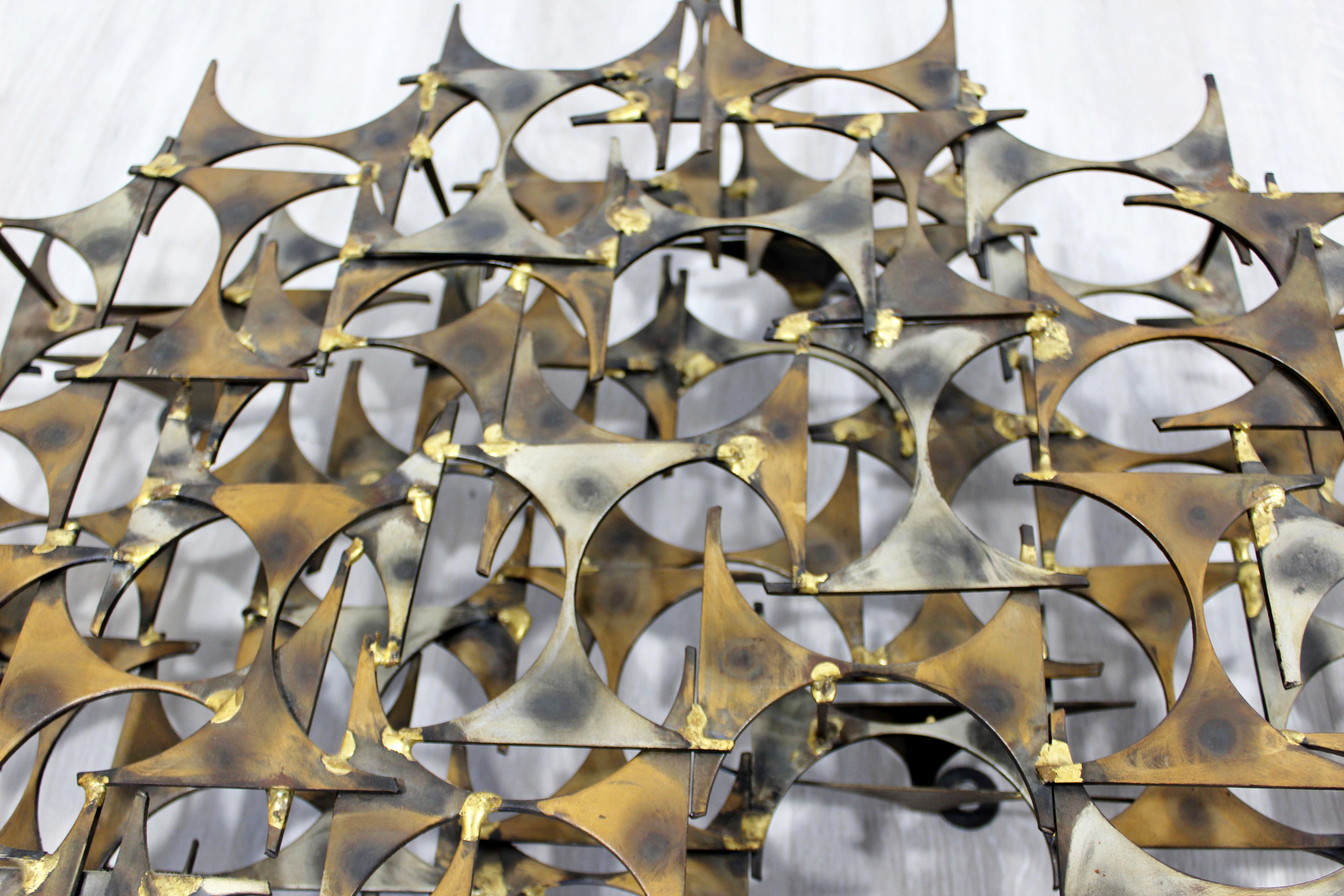 American Mid-Century Modern Marc Weinstein Create Brutalist Brass Metal Wall Sculpture