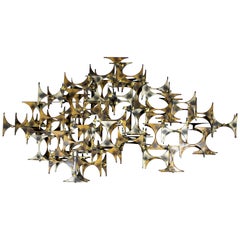 Mid-Century Modern Marc Weinstein erstellen Brutalist Brass Metall Wandskulptur