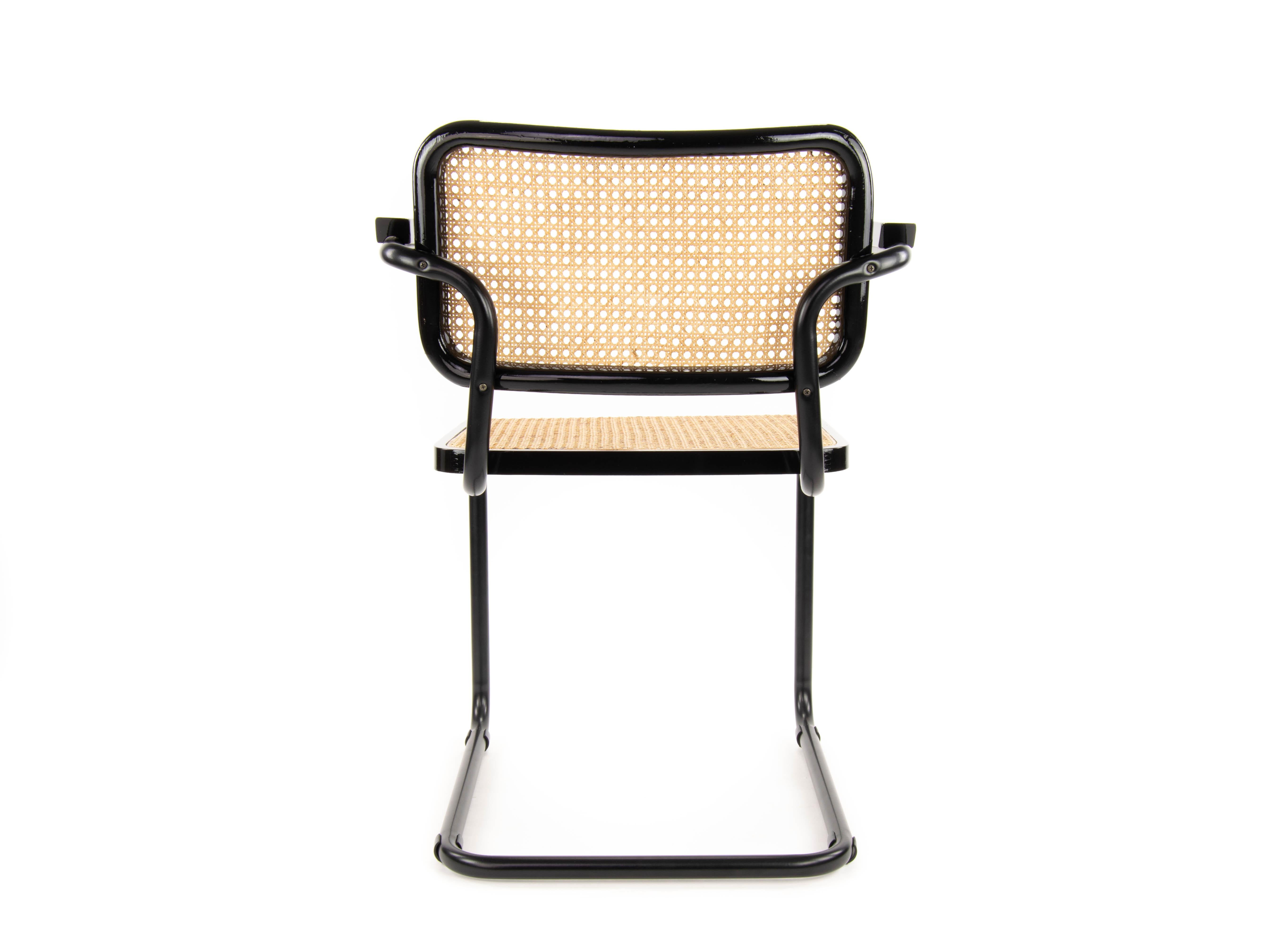 Mid-Century Modern Marcel Breuer Black B64 Cesca Chairs, Italy, 1970 3