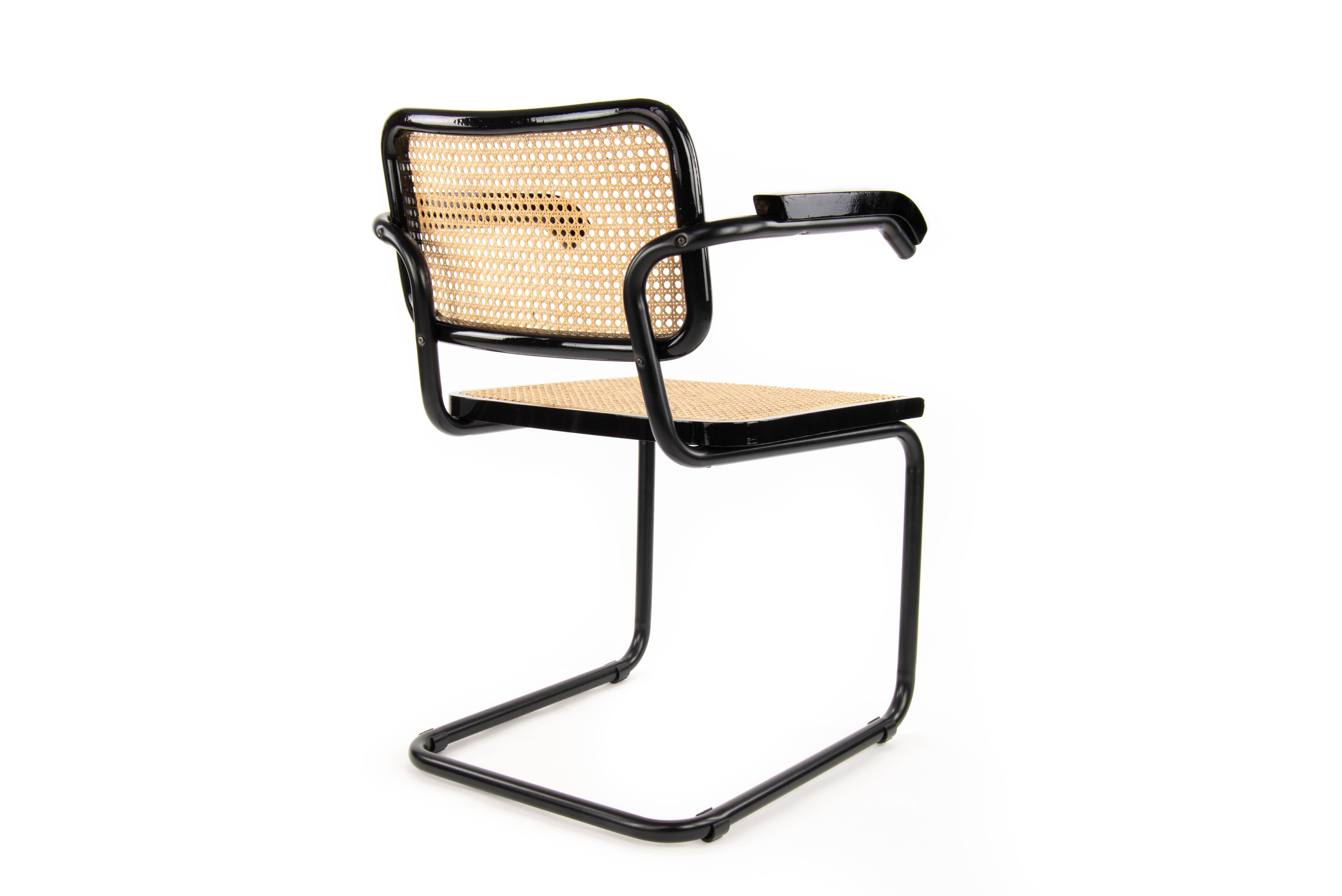 Mid-Century Modern Marcel Breuer Black B64 Cesca Chairs, Italy, 1970 4