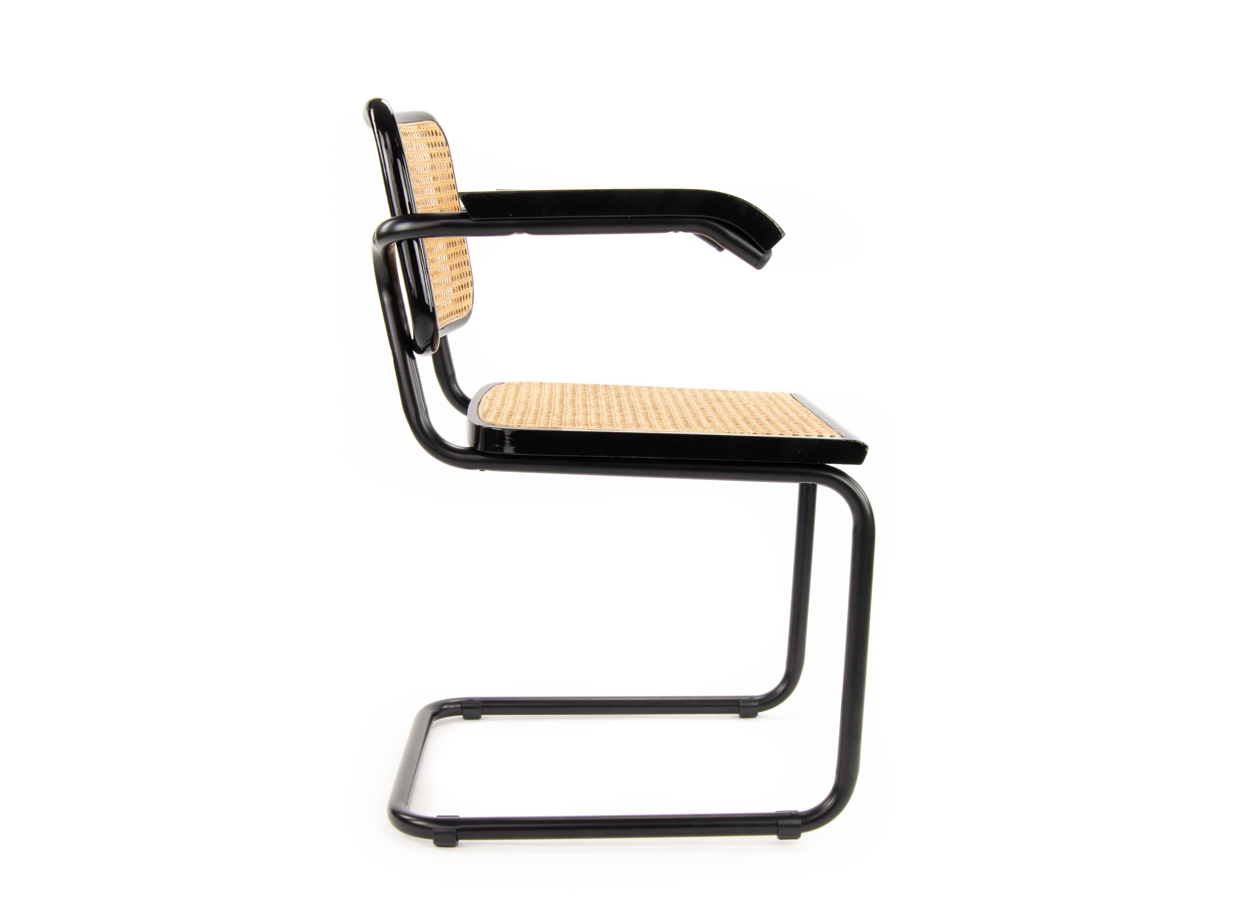 Mid-Century Modern Marcel Breuer Black B64 Cesca Chairs, Italy, 1970 6