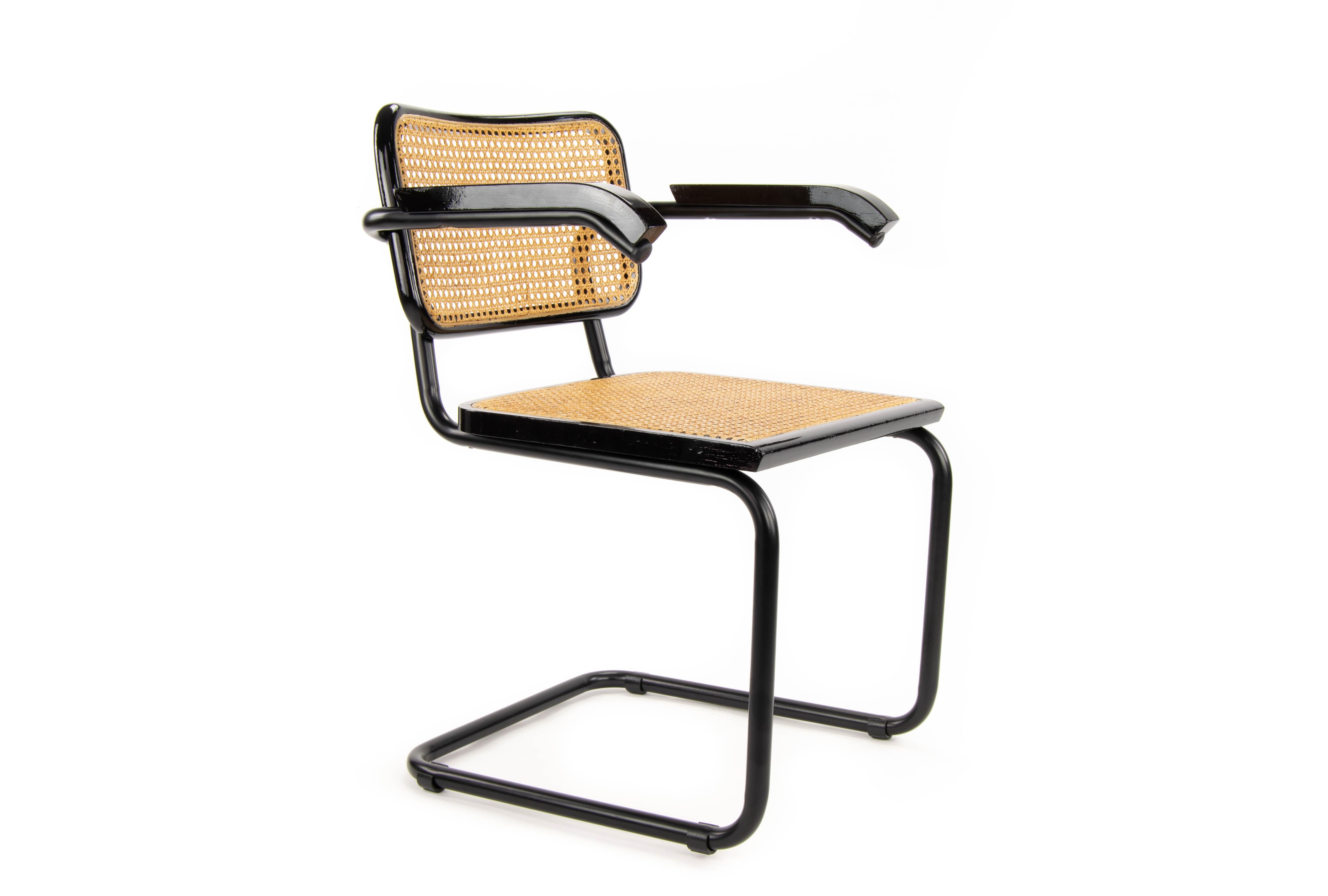 Mid-Century Modern Marcel Breuer Black B64 Cesca Chairs, Italy, 1970 7