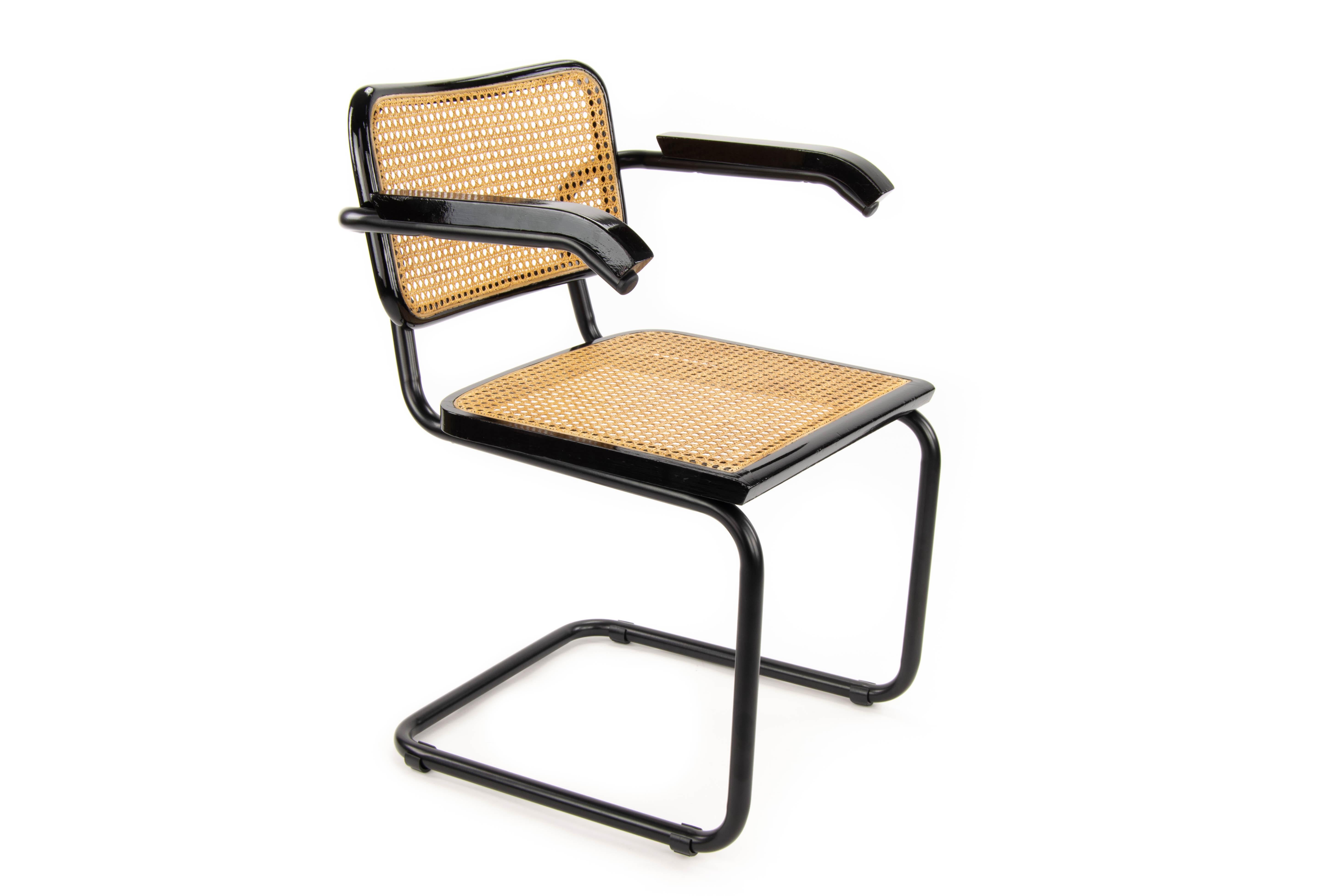 Mid-Century Modern Marcel Breuer Black B64 Cesca Chairs, Italy, 1970 8