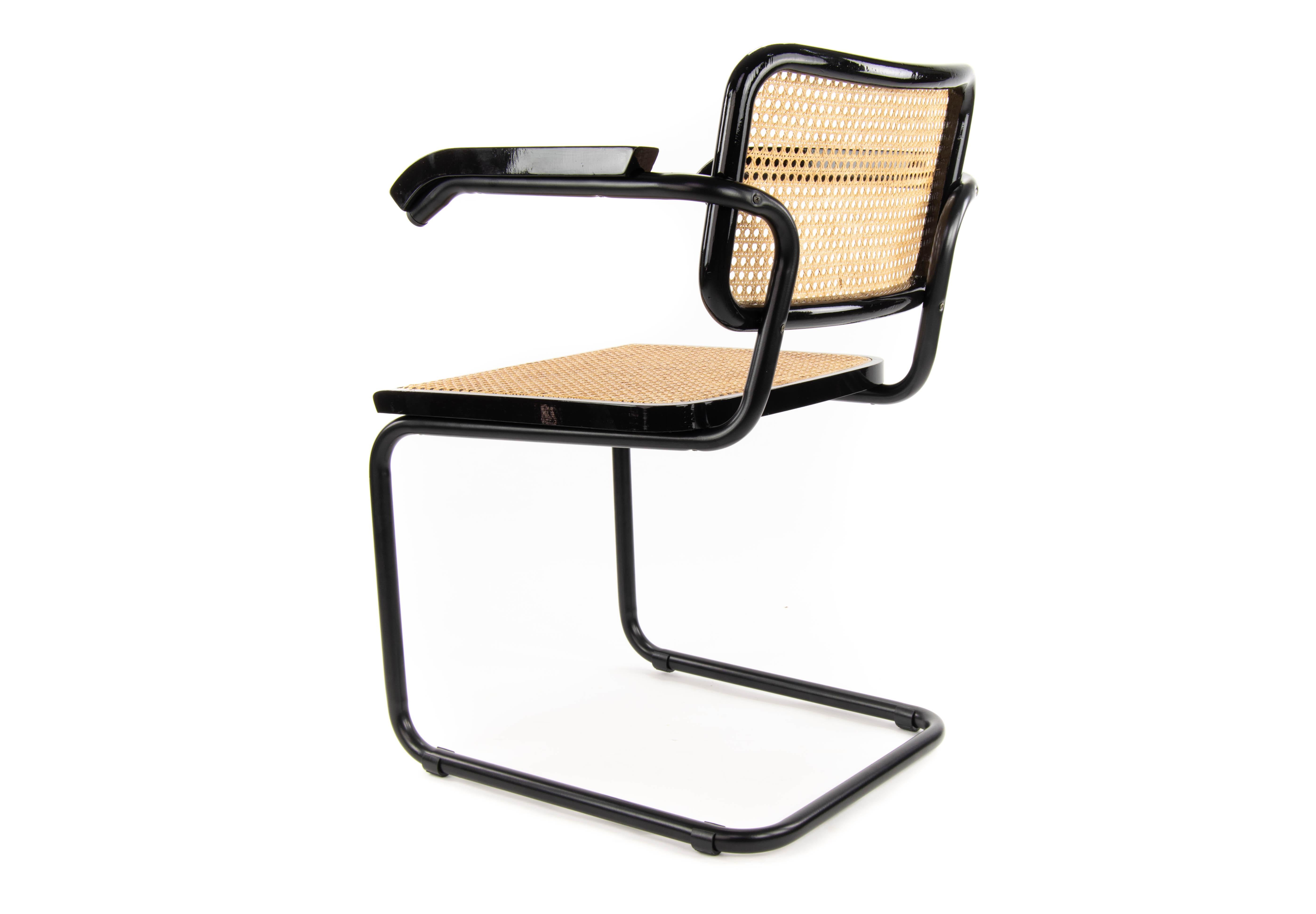 Mid-Century Modern Marcel Breuer Black B64 Cesca Chairs, Italy, 1970 1
