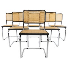 Mid-Century Modern Marcel Breuer Chrome and Black Cesca B32 Chairs, Italy 1970