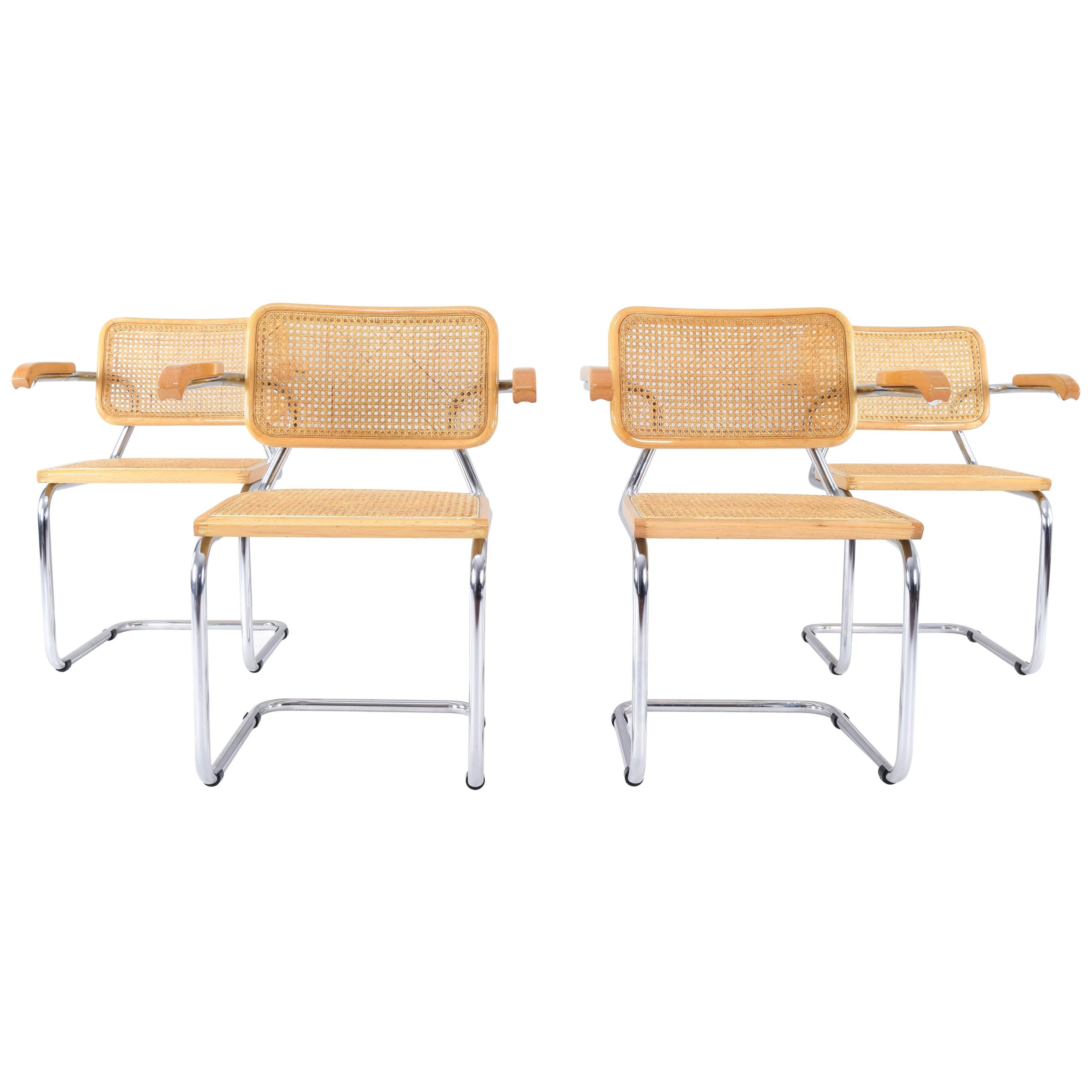 Mid-Century Modern Marcel Breuer Golden Beech Cesca B64 Chairs, Italy, 1980s