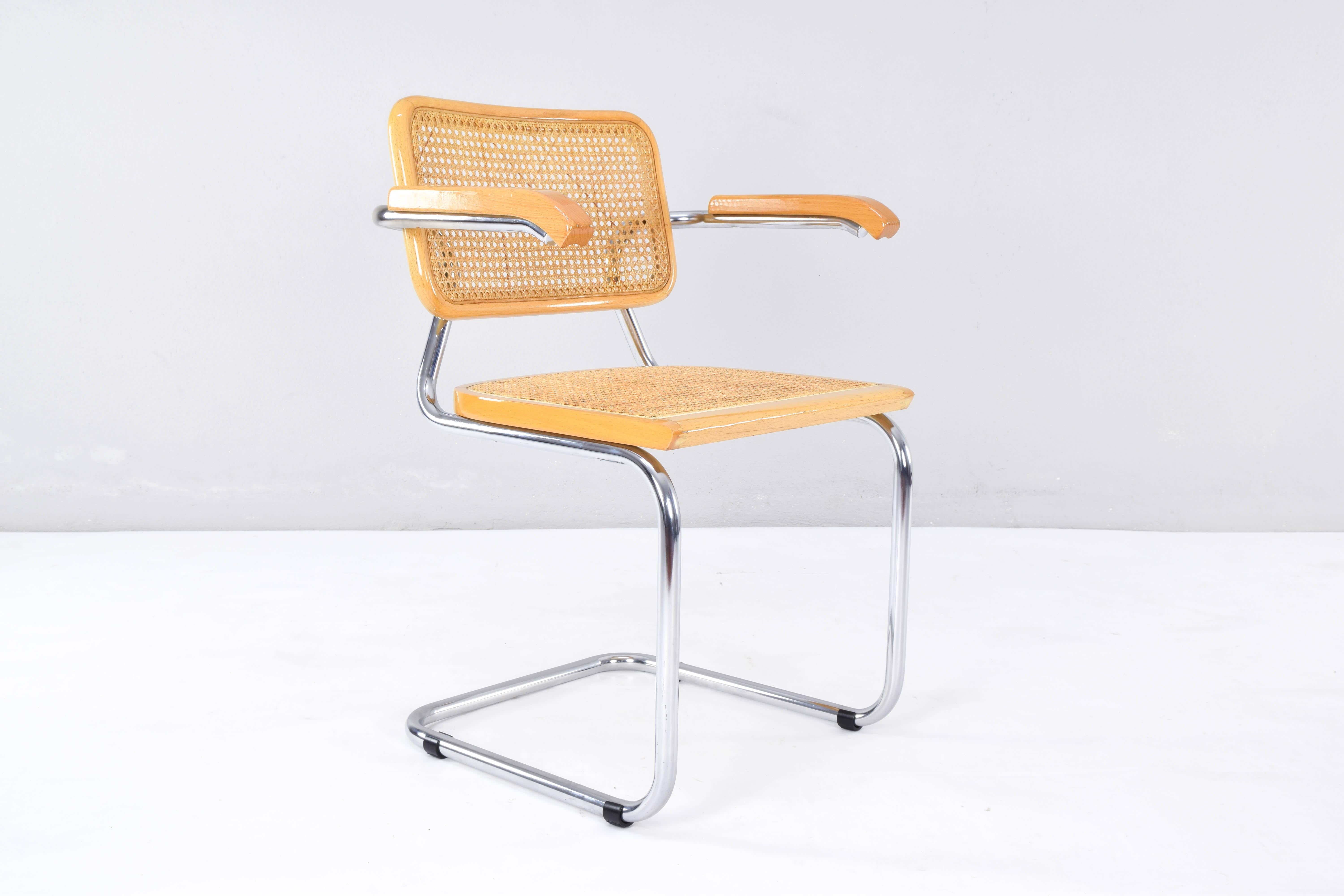 Mid-Century Modern Marcel Breuer Golden Beech Cesca B64 Chairs, Italy, 1980s 5