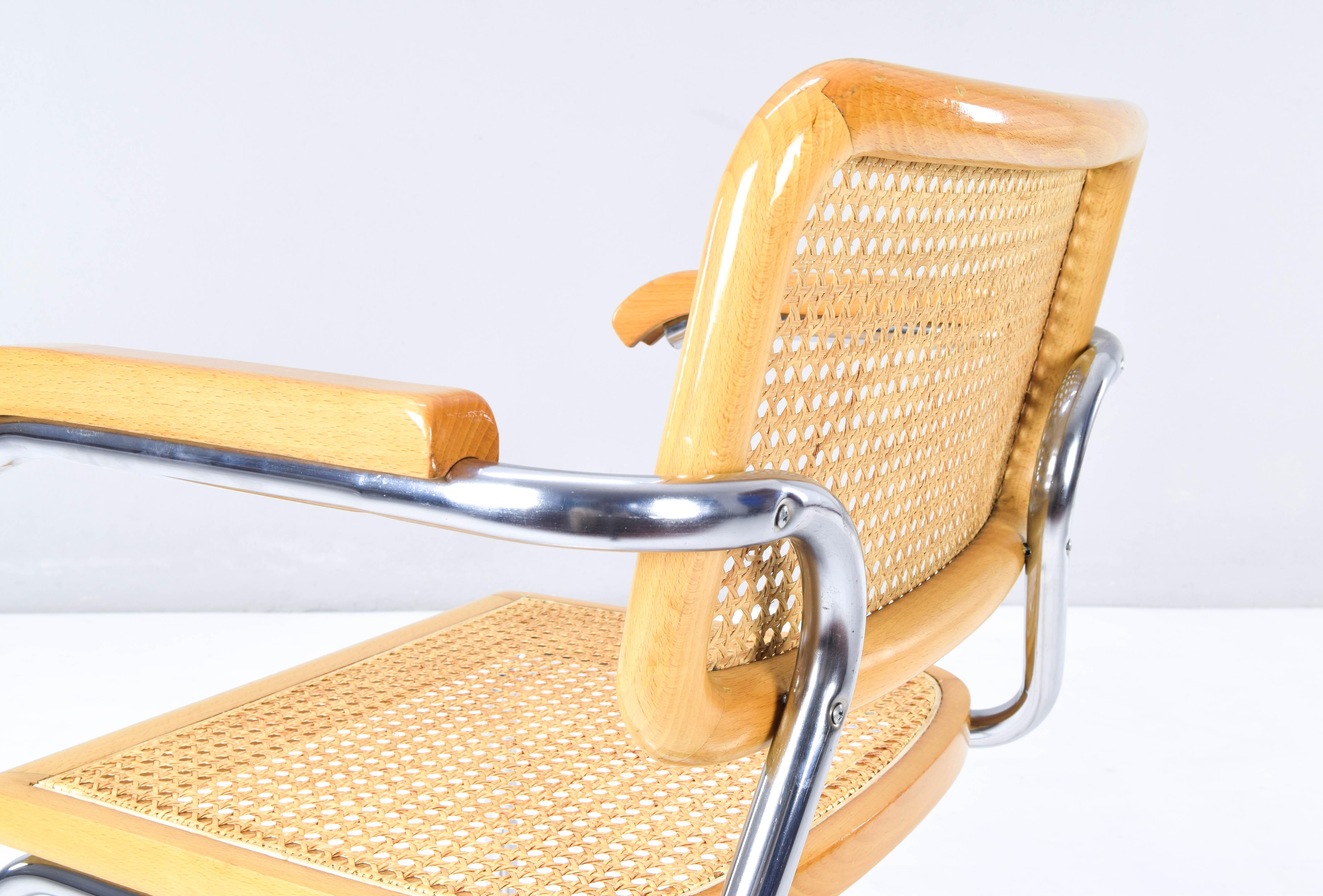Mid-Century Modern Marcel Breuer Golden Beech Cesca B64 Chairs, Italy, 1980s 8