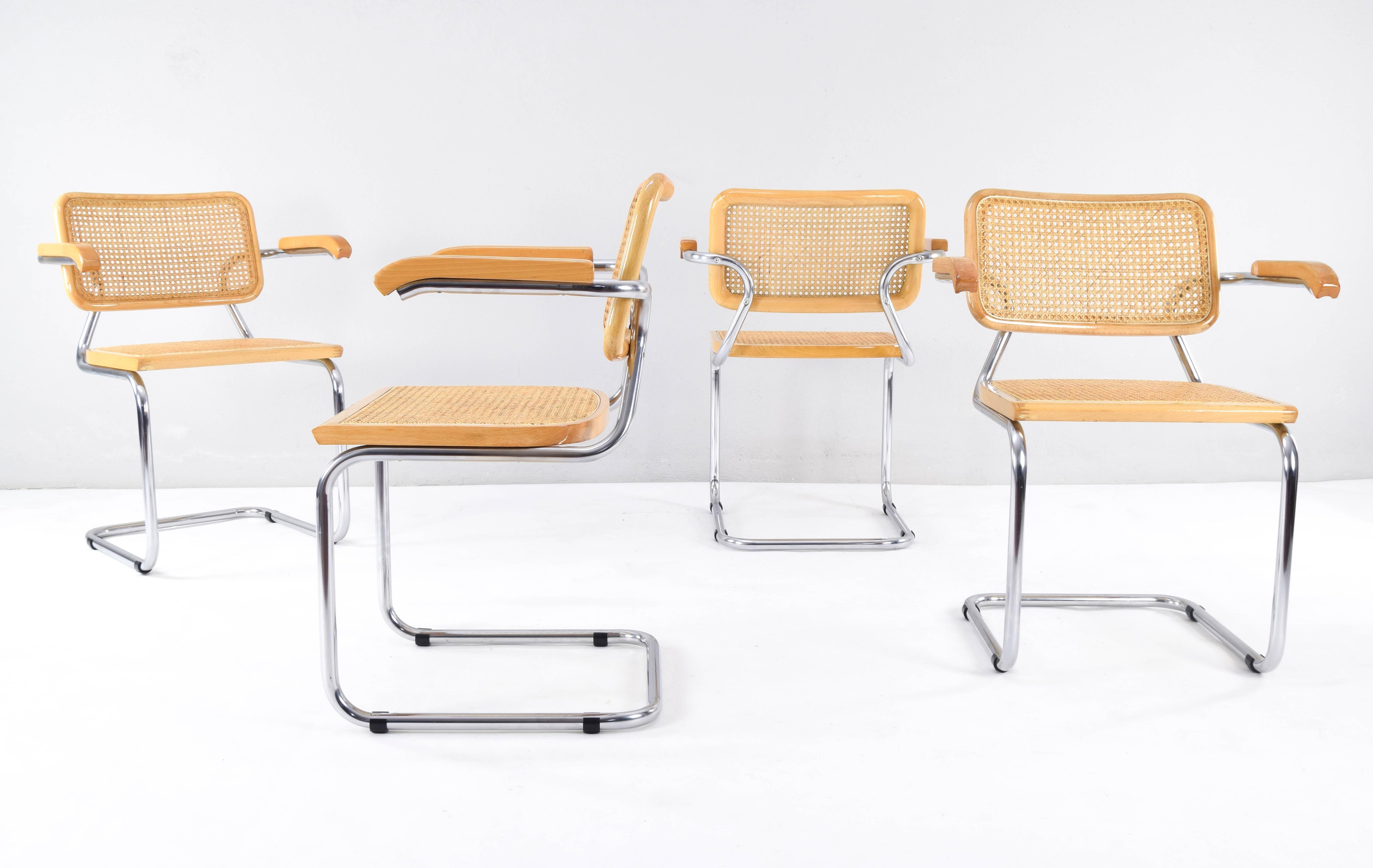Italian Mid-Century Modern Marcel Breuer Golden Beech Cesca B64 Chairs, Italy, 1980s