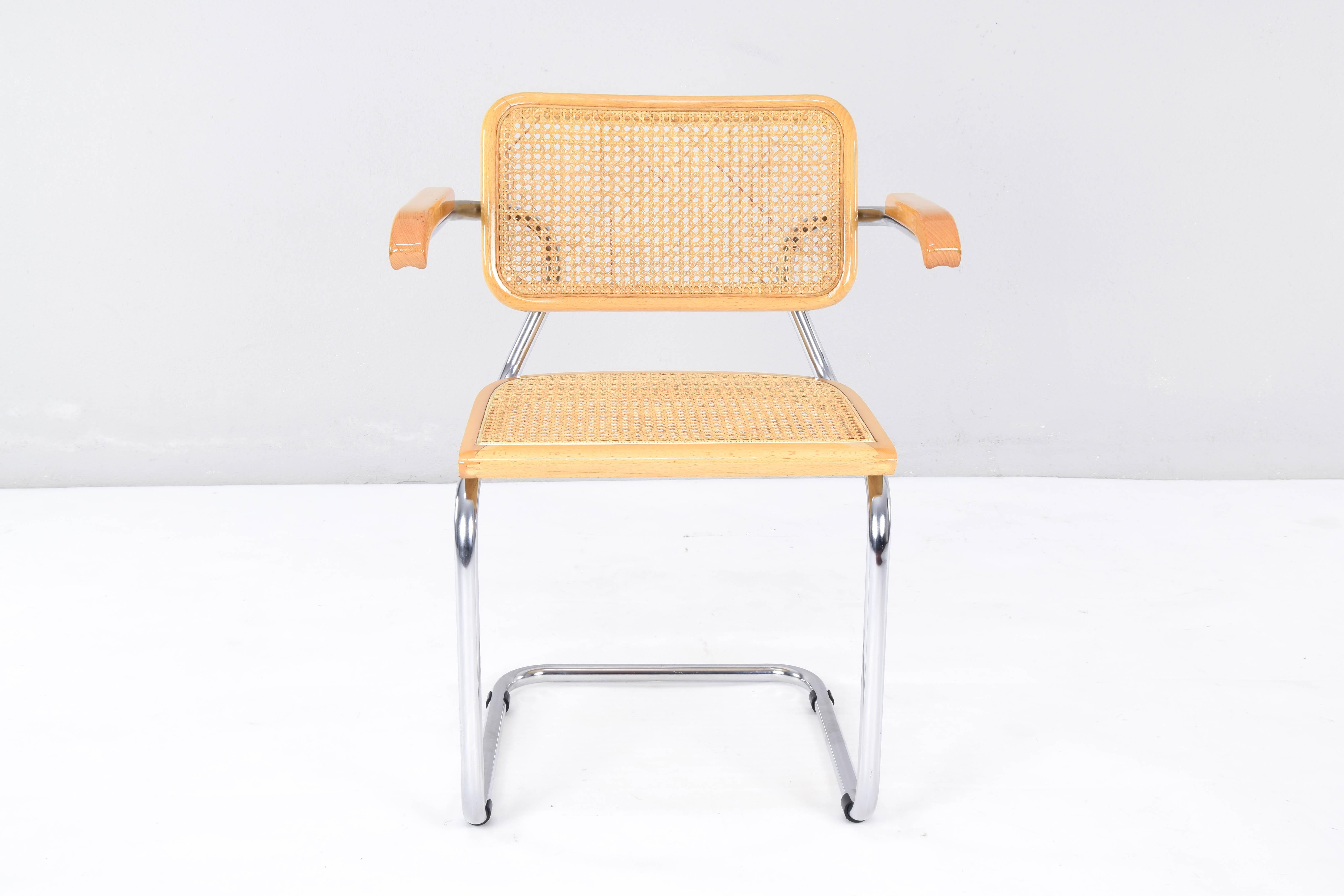 Mid-Century Modern Marcel Breuer Golden Beech Cesca B64 Chairs, Italy, 1980s In Good Condition In Escalona, Toledo