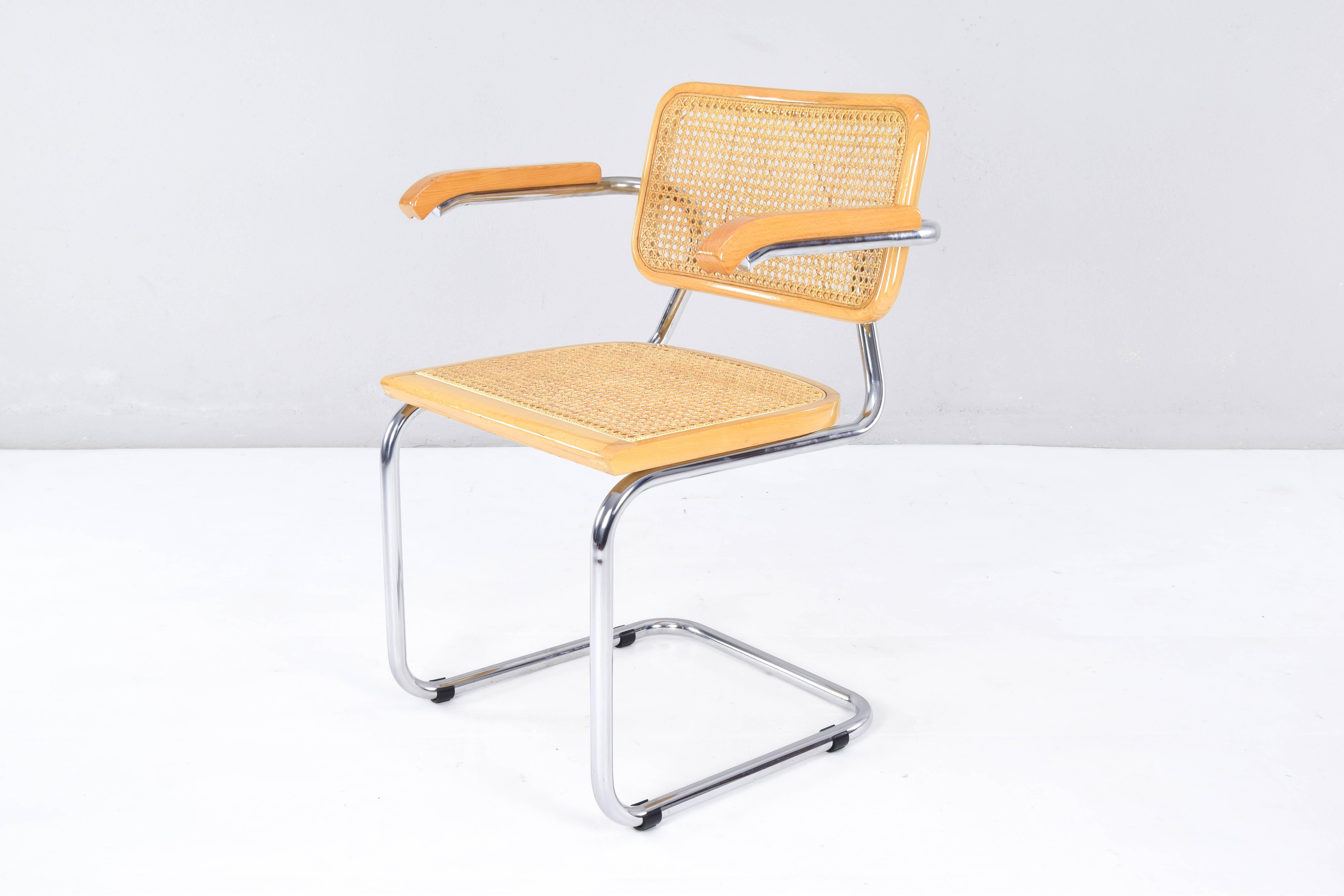 Late 20th Century Mid-Century Modern Marcel Breuer Golden Beech Cesca B64 Chairs, Italy, 1980s