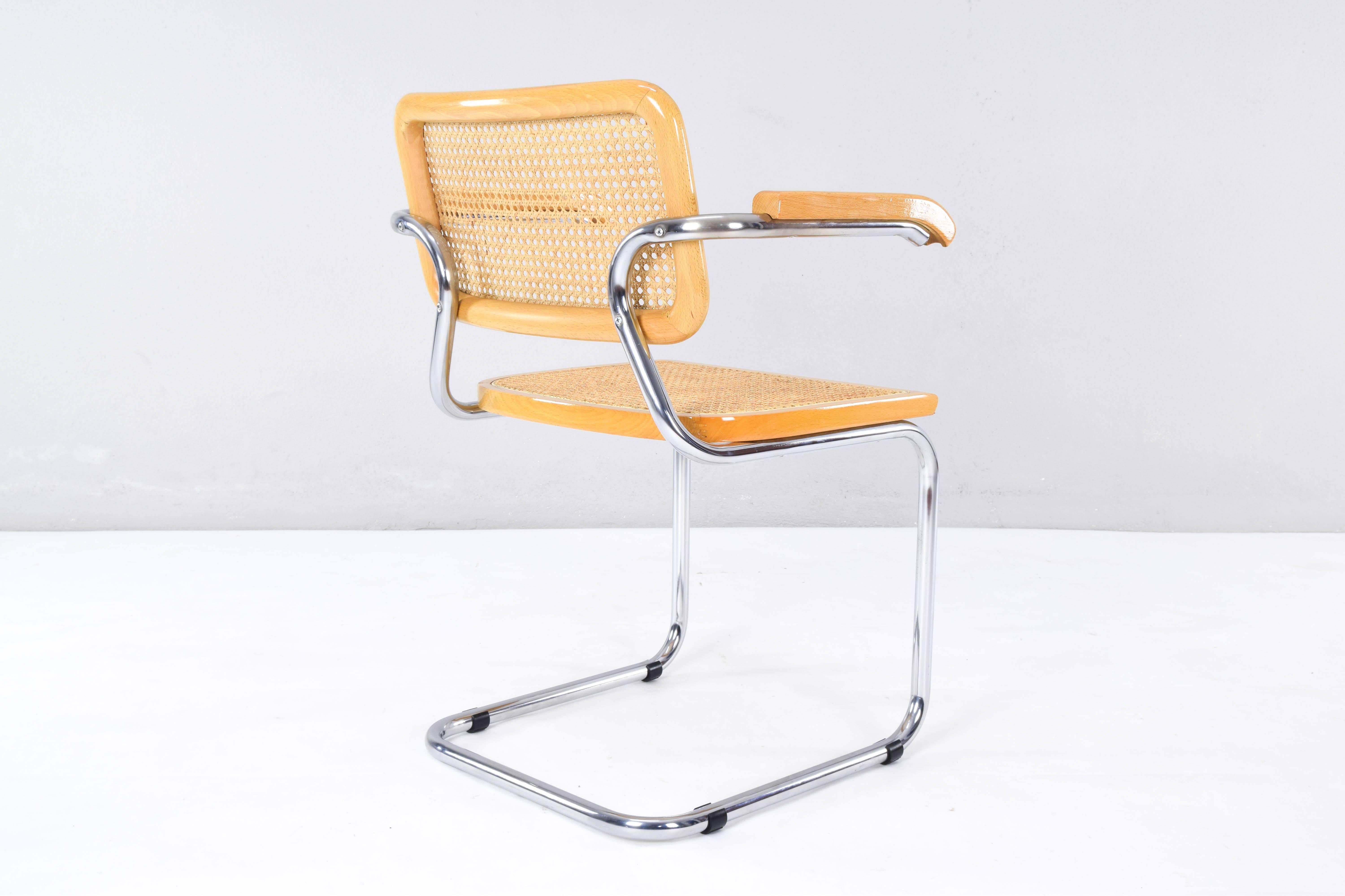 Mid-Century Modern Marcel Breuer Golden Beech Cesca B64 Chairs, Italy, 1980s 3