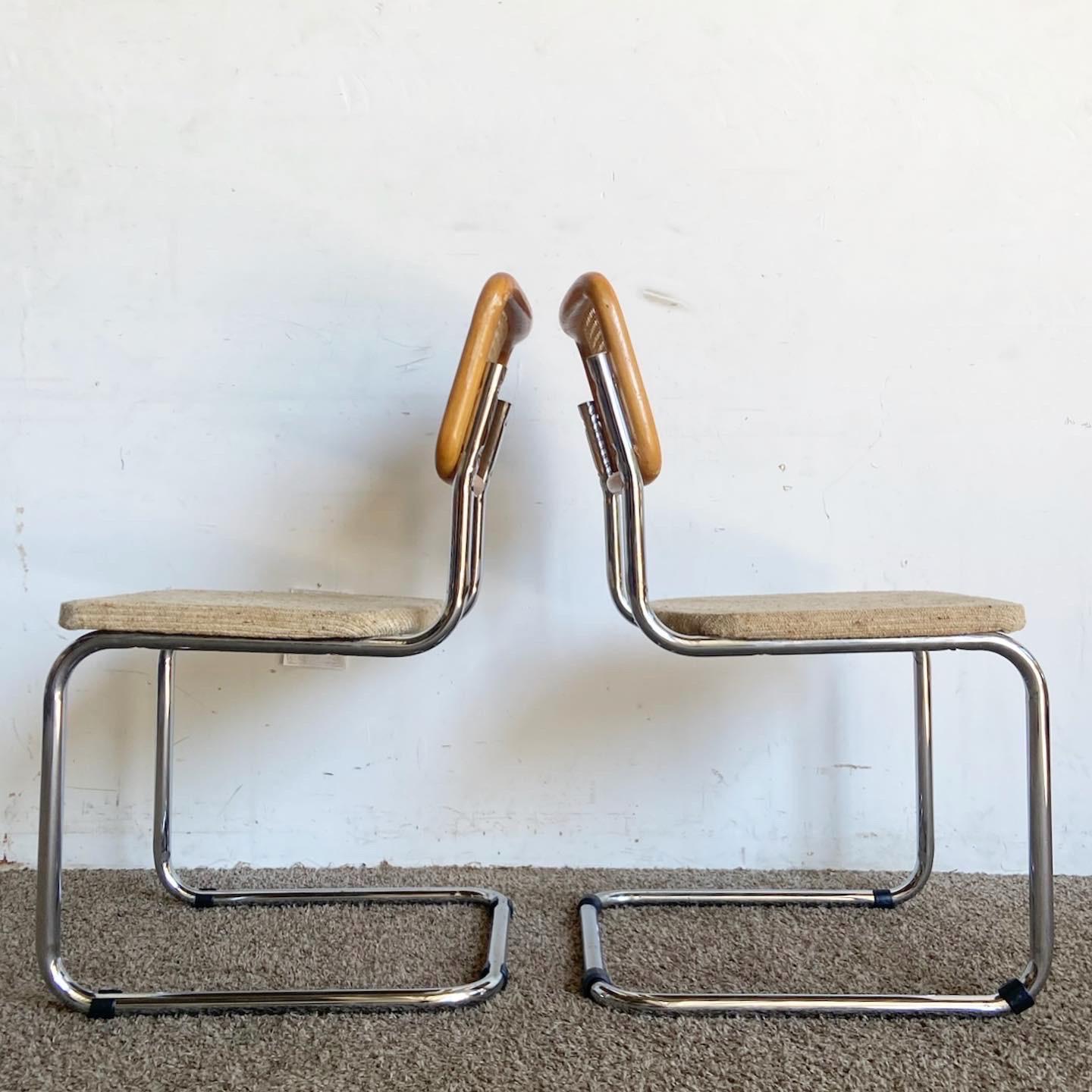 Mid-Century Modern Mid Century Modern Marcel Breuer Style Cane and Chrome Cantilever Dining Chairs For Sale