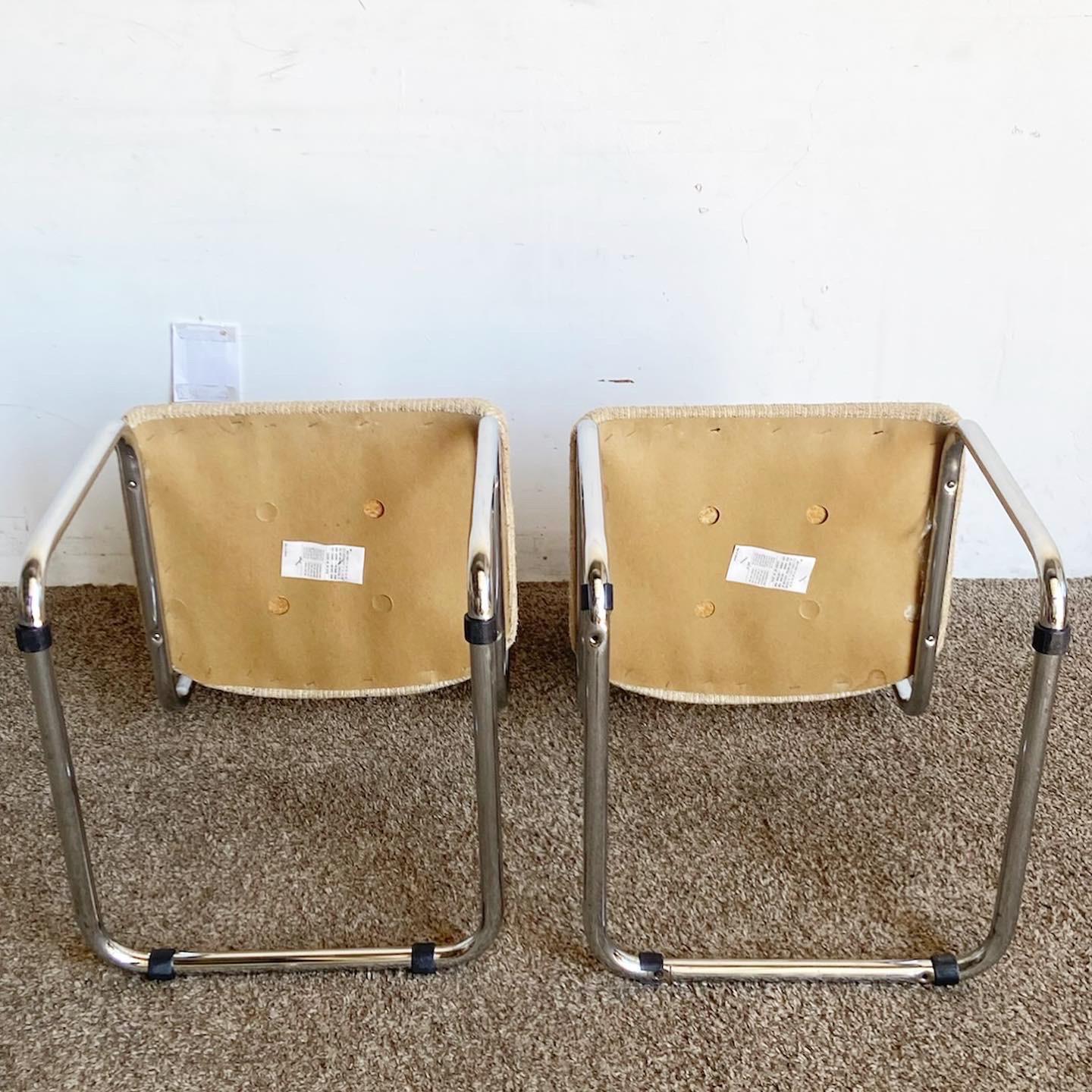 20th Century Mid Century Modern Marcel Breuer Style Cane and Chrome Cantilever Dining Chairs For Sale