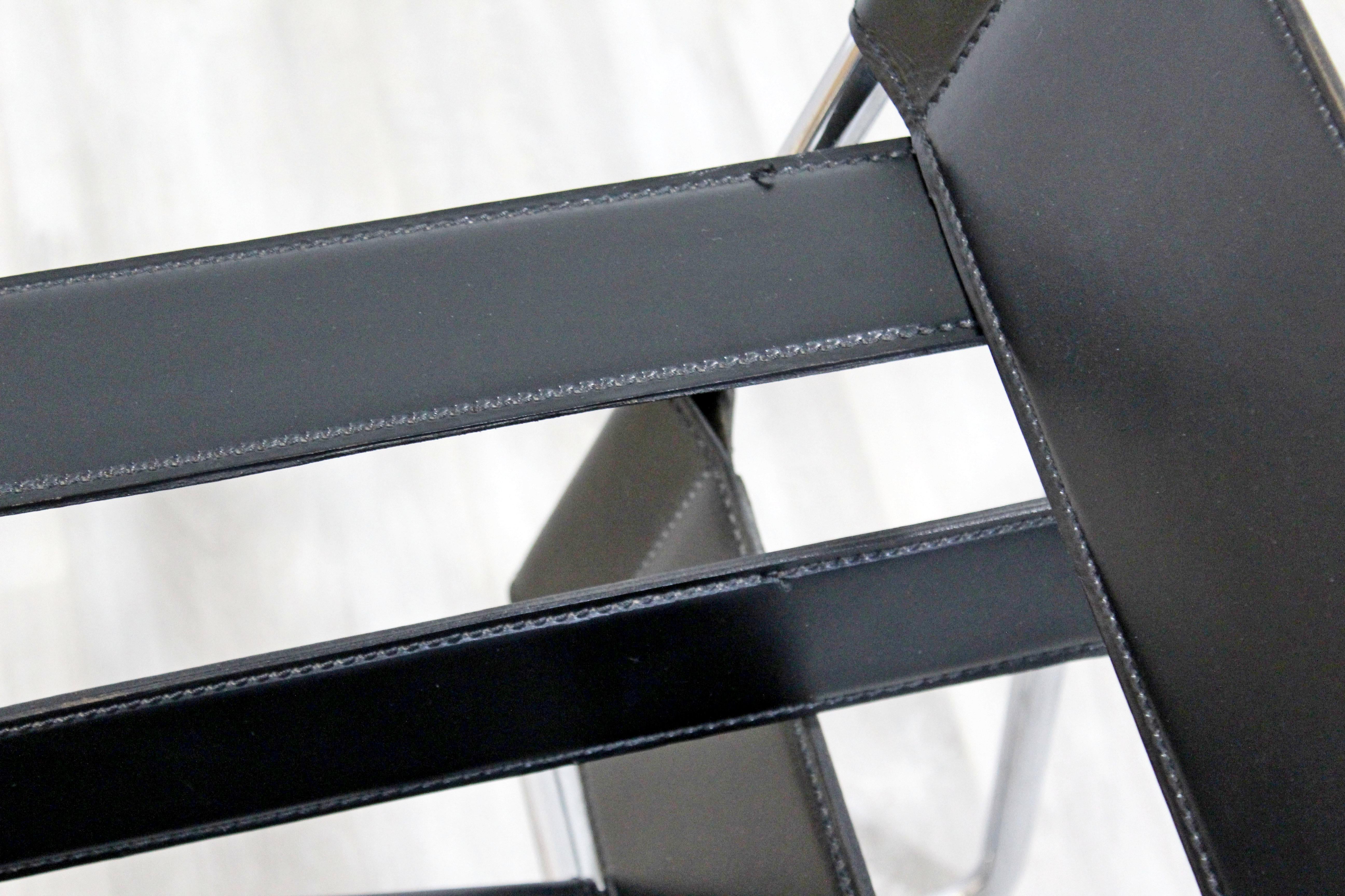Mid-Century Modern Marcel Breuer Wassily Leather Chrome Lounge Chair Italy 1970s 4