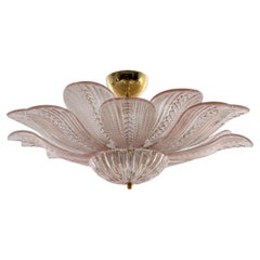 Mid-Century Modern “Margherita Rosa” Murano Glass Ceiling Light