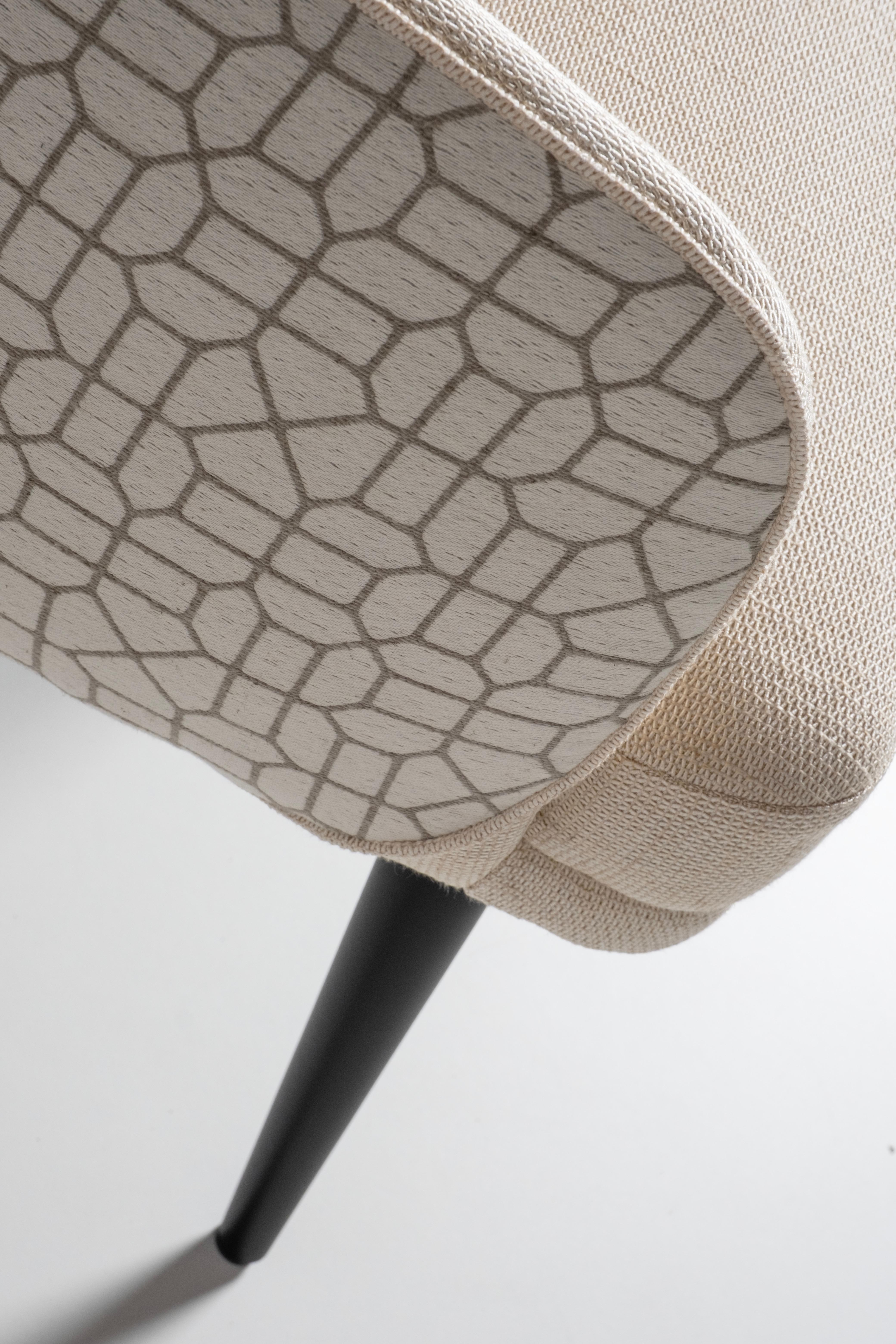 Mid-Century Modern Margot Dining Chairs, Linen, Handcrafted Portugal Greenapple For Sale 3