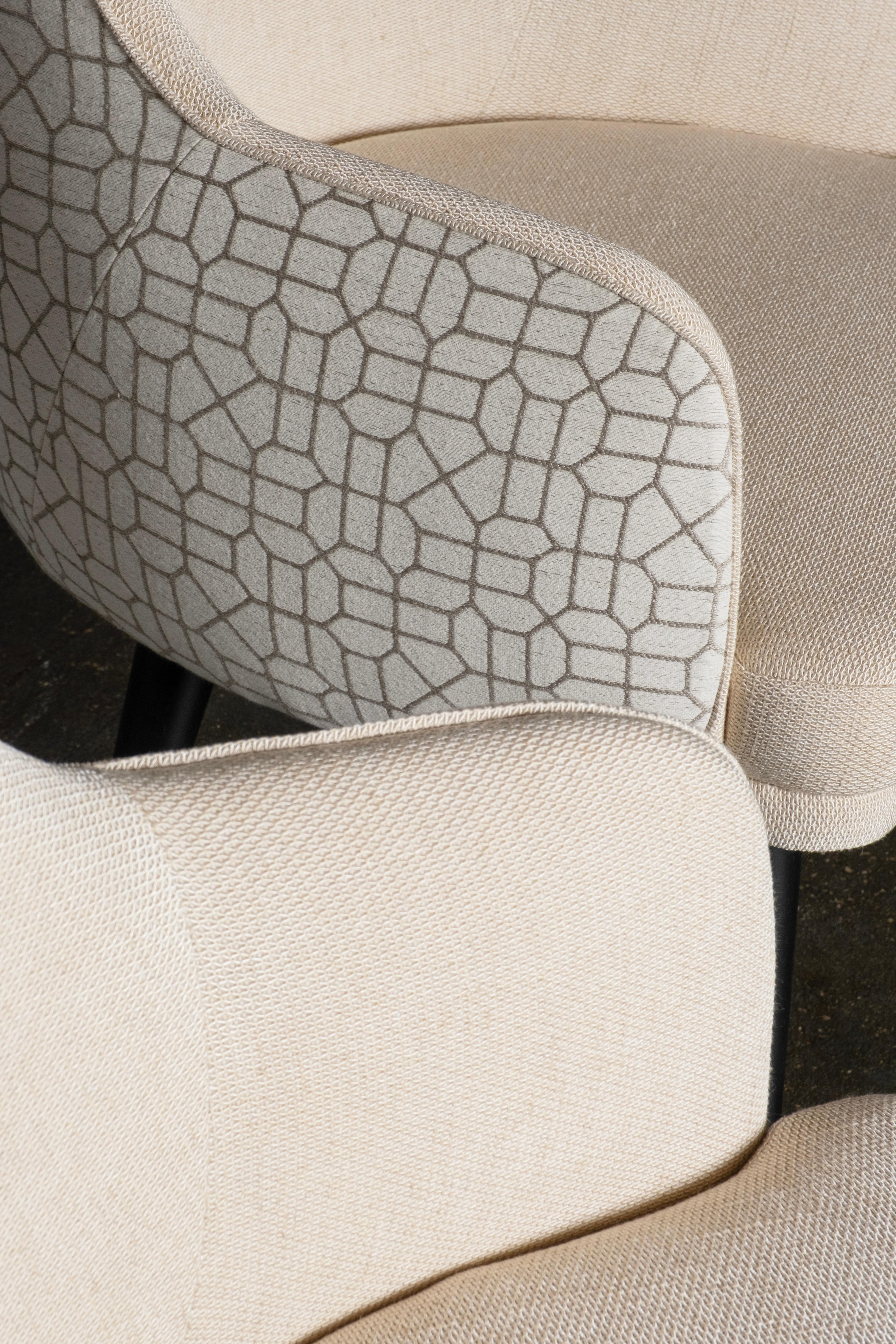 Mid-Century Modern Margot Dining Chairs, Linen, Handcrafted Portugal Greenapple For Sale 7
