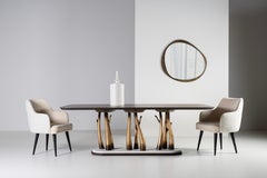 Mid-Century Modern Margot Dining Chairs, Linen, Handcrafted Portugal Greenapple
